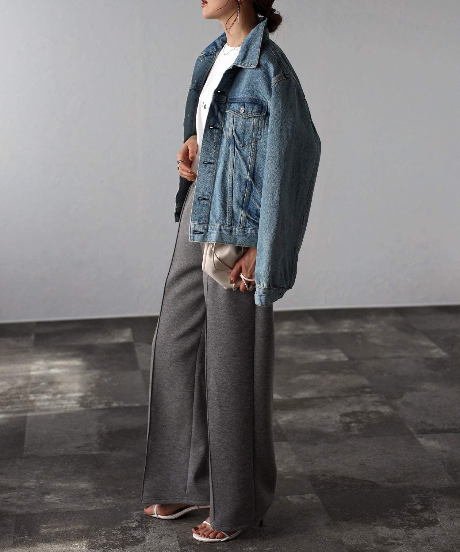 ボンジュールサガン BONJOUR SAGAN MORATORIUMコットンフレンチスリーブT (CHARCOAL-GRAY) CHARCOAL-GRAY