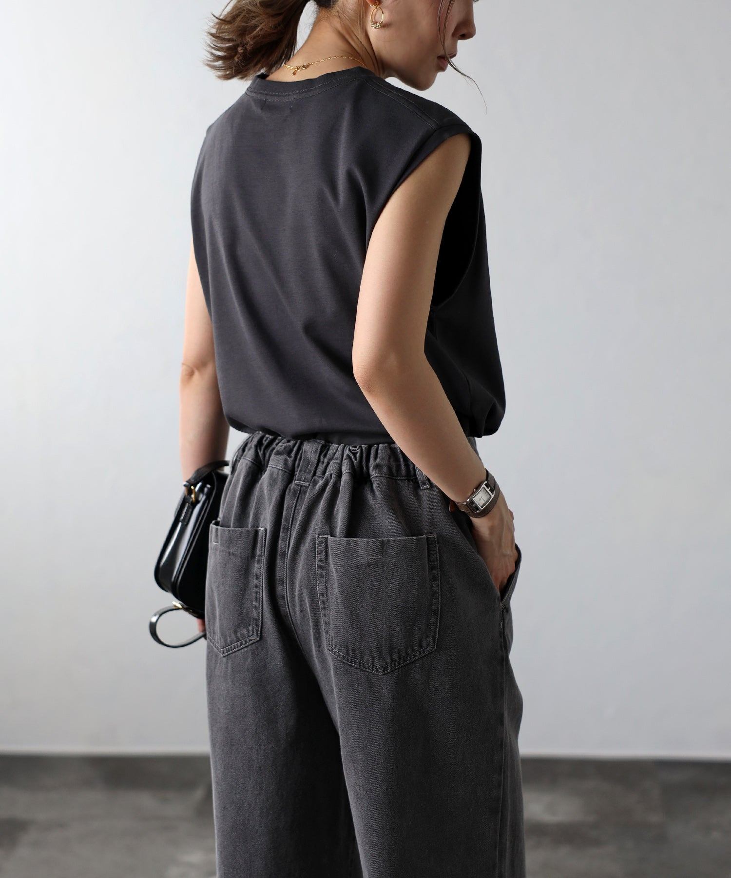 ボンジュールサガン BONJOUR SAGAN MORATORIUMコットンフレンチスリーブT (CHARCOAL-GRAY) CHARCOAL-GRAY