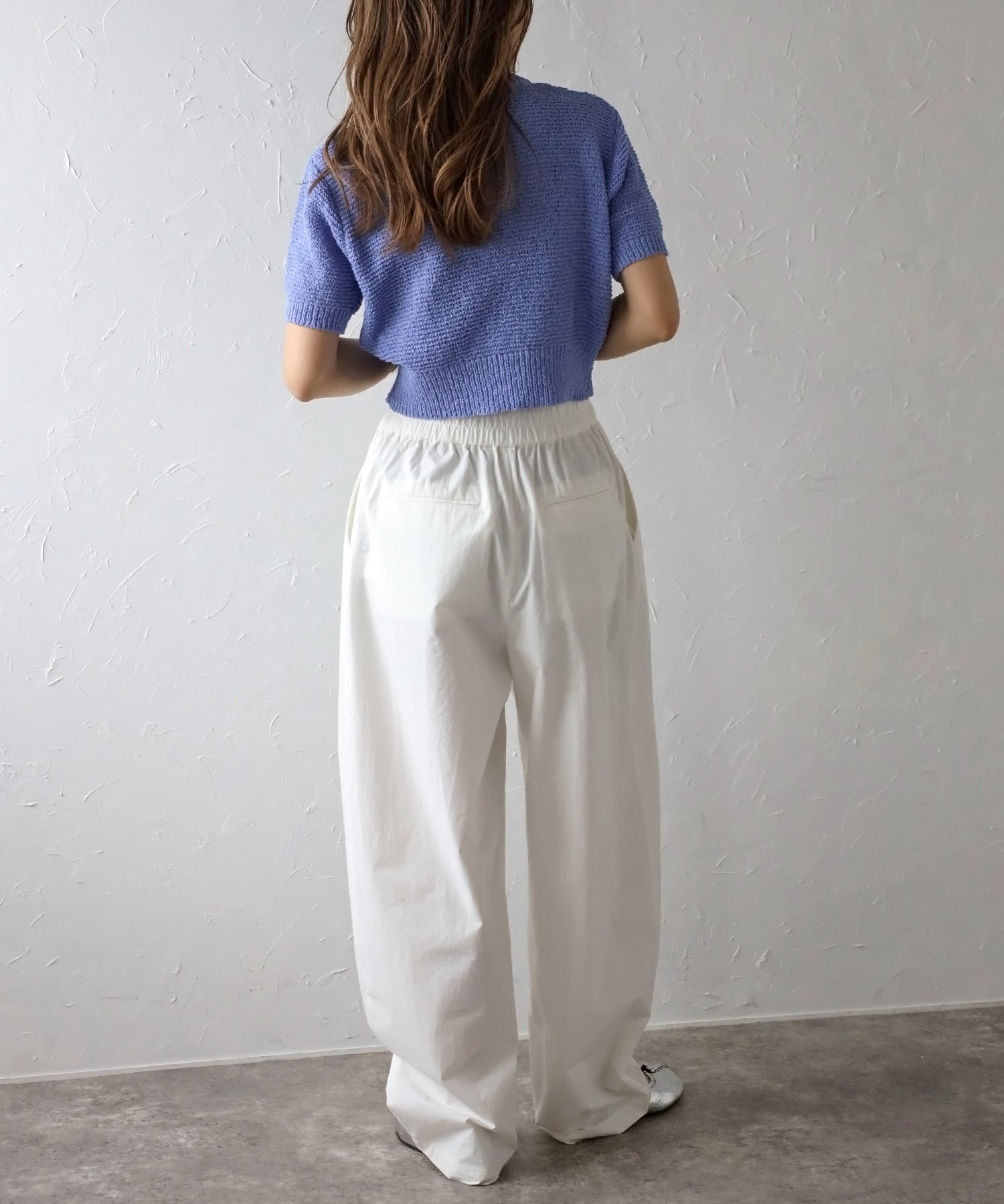 ボンジュールサガン BONJOUR SAGAN ショート丈ブークレニットプルオーバー (BLUE-LAVENDER) BLUE-LAVENDER