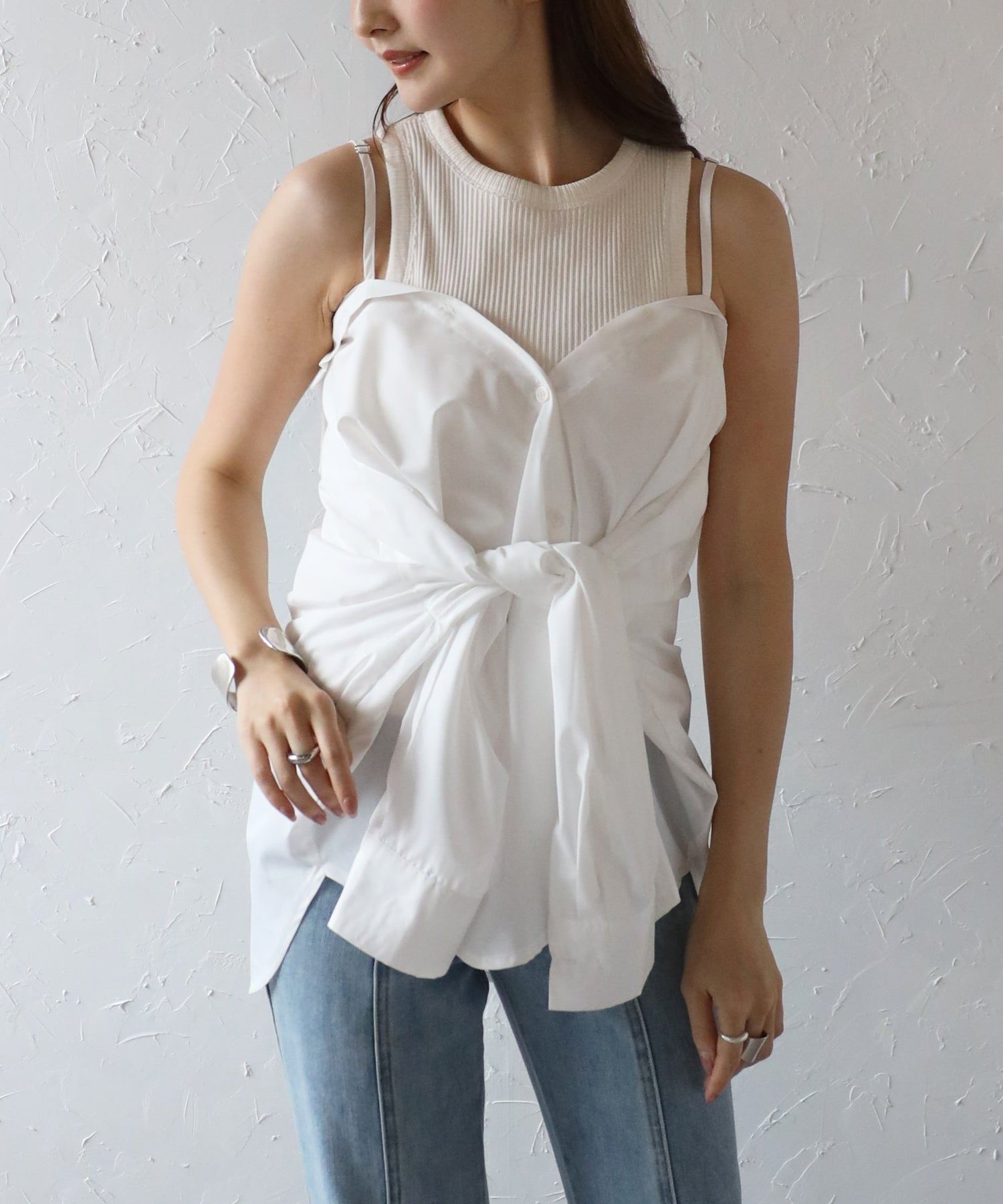 ボンジュールサガン BONJOUR SAGAN 2WAYキャミソールビスチェシャツ