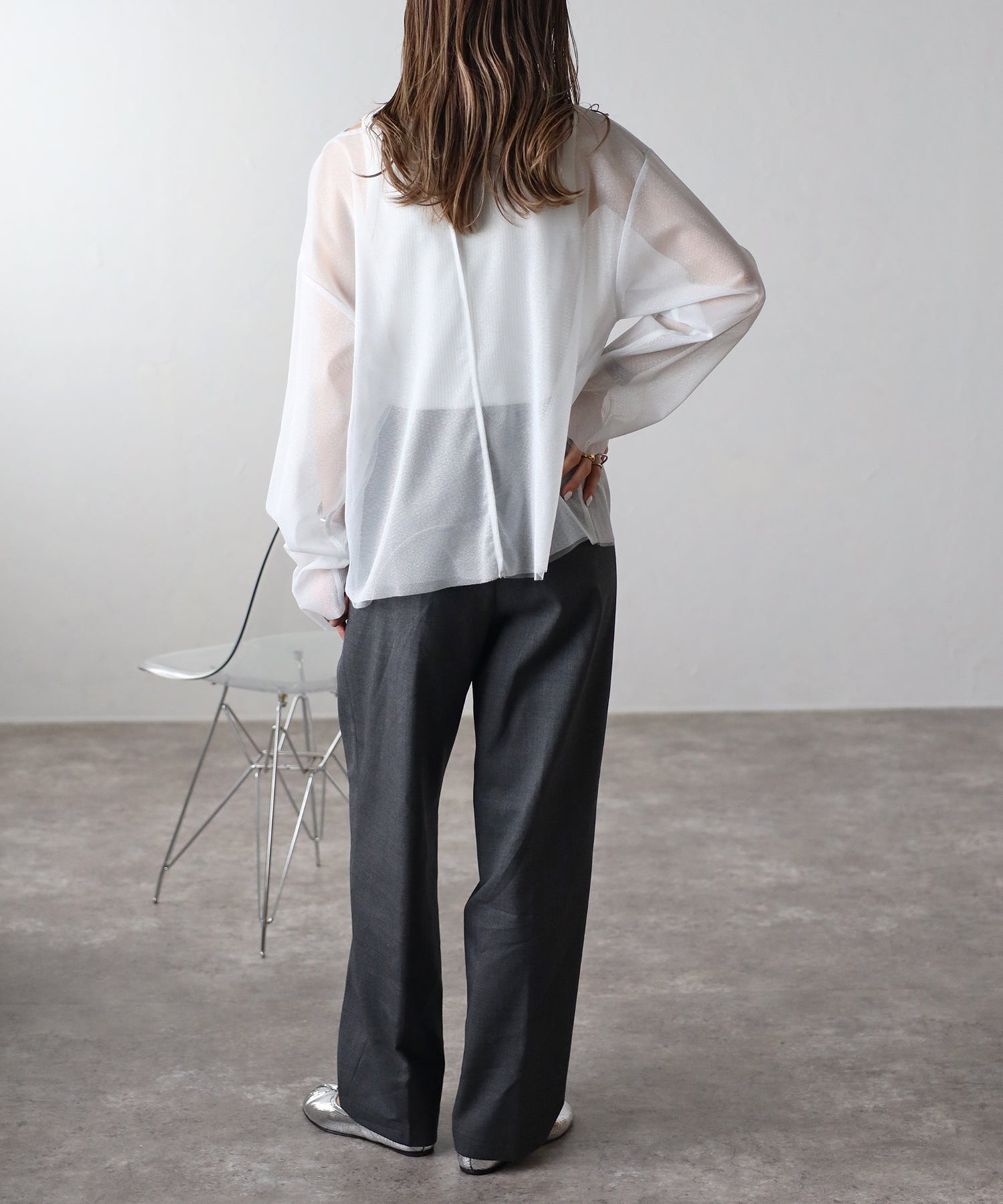 ボンジュールサガン BONJOUR SAGAN ラメチュールレイヤードプルオーバー