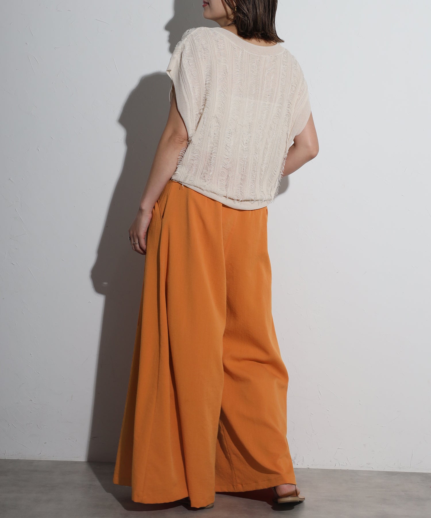 ボンジュールサガン BONJOUR SAGAN タックフレアワイドパンツ