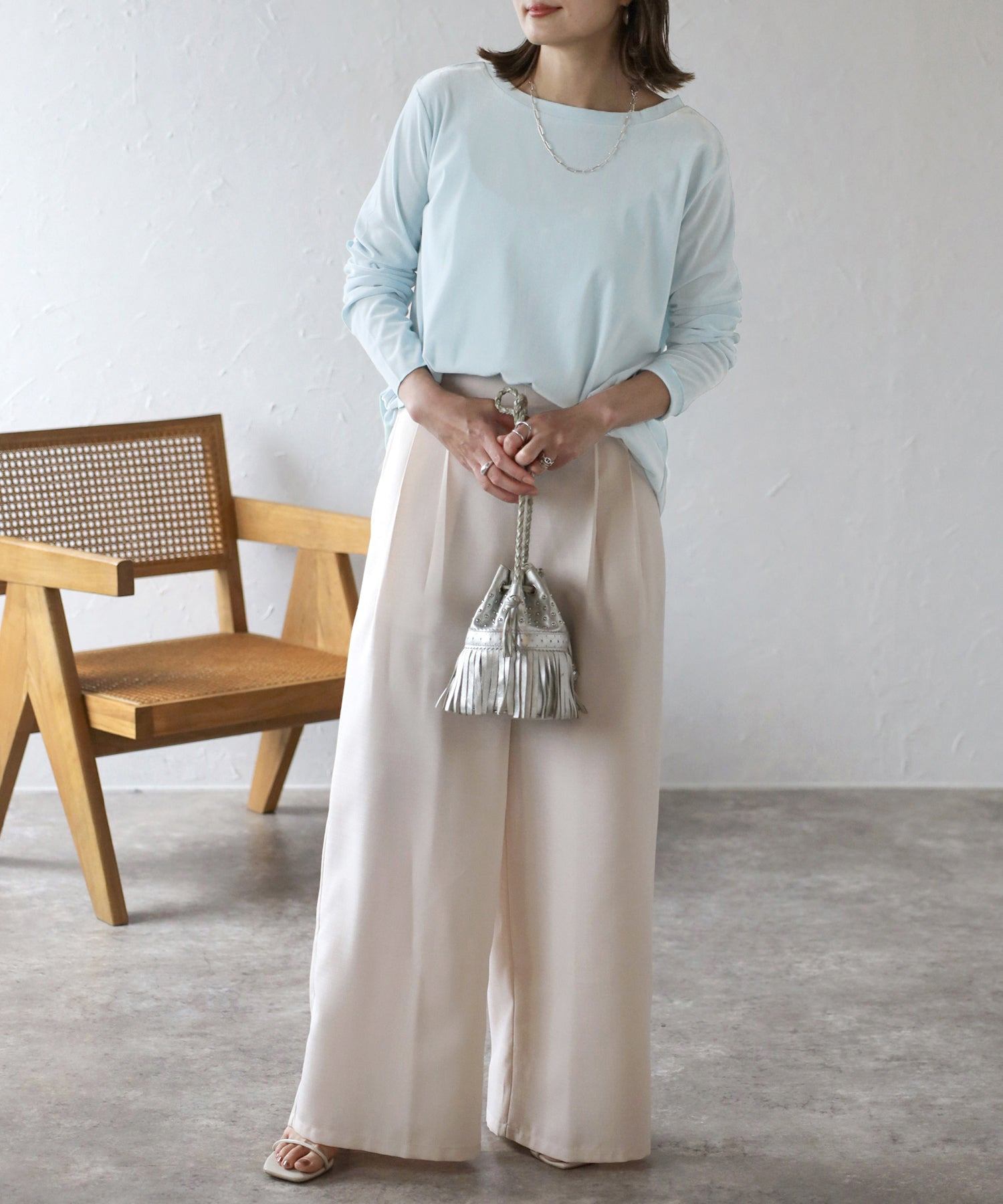 ボンジュールサガン BONJOUR SAGAN リラックスシアーベロアロンT