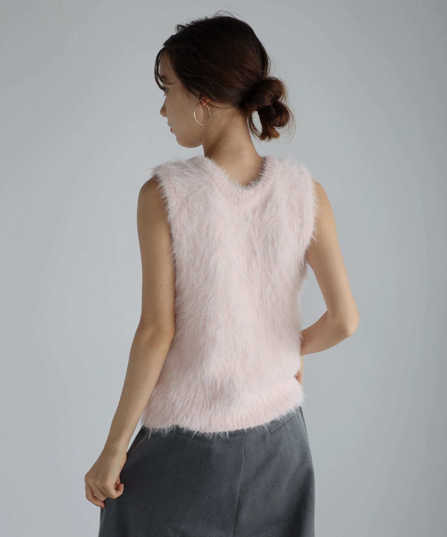 ボンジュールサガン BONJOUR SAGAN 2way feather yarn vest / 前後2WAYフェザーヤーンベスト (LIGHT-PINK) LIGHT-PINK