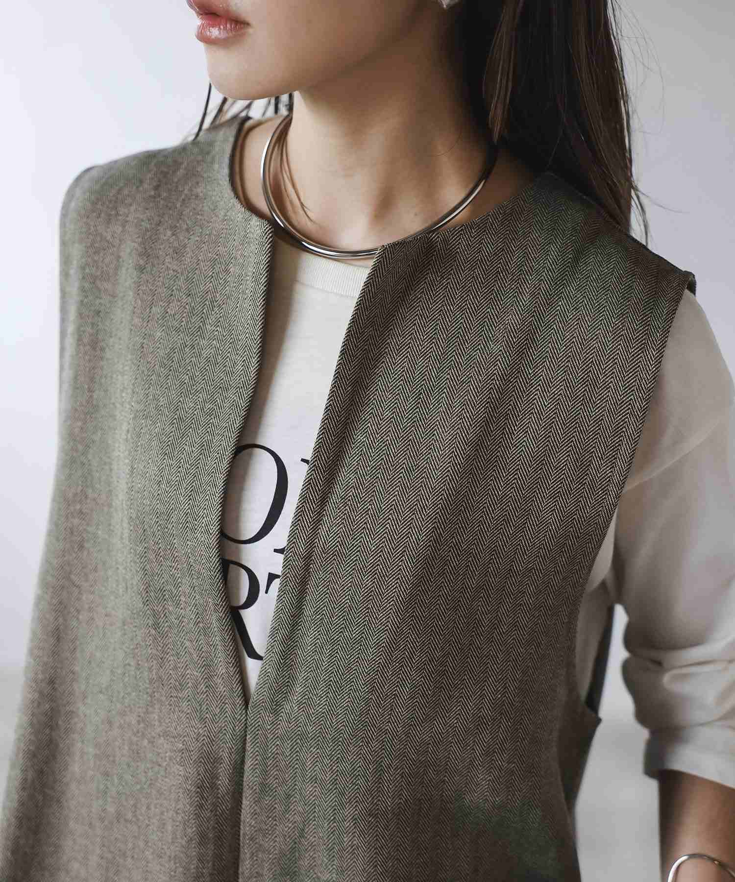 ボンジュールサガン BONJOUR SAGAN ヘリンボーンツイルジャンパースカート