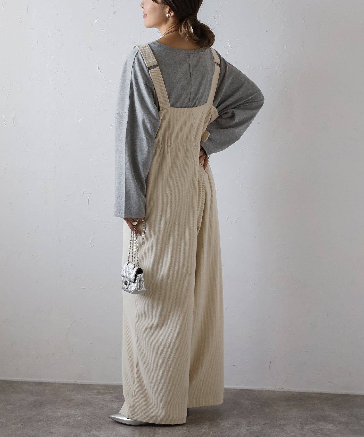 ボンジュールサガン BONJOUR SAGAN フロントジップコーデュロイオールインワン