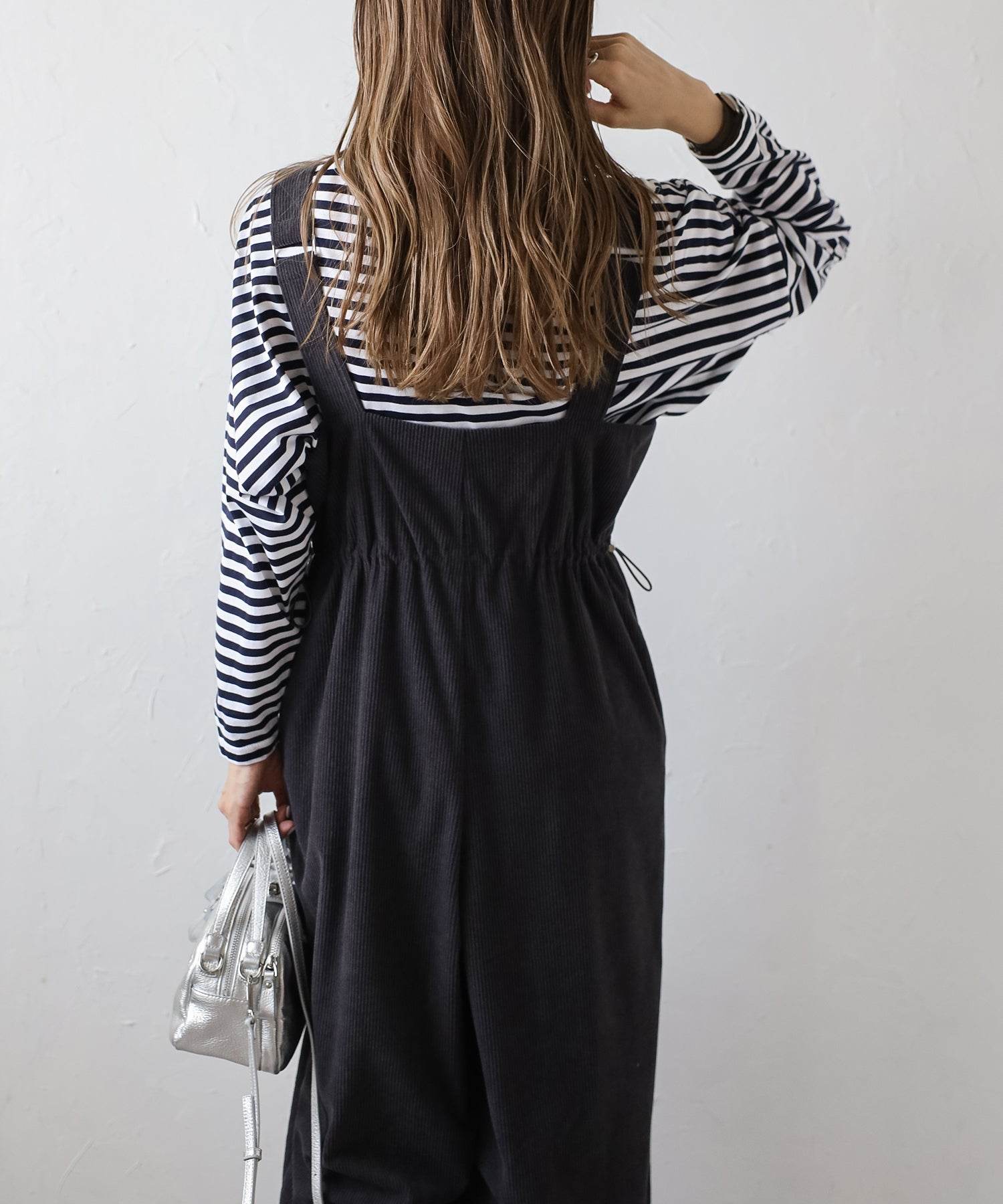 ボンジュールサガン BONJOUR SAGAN フロントジップコーデュロイオールインワン