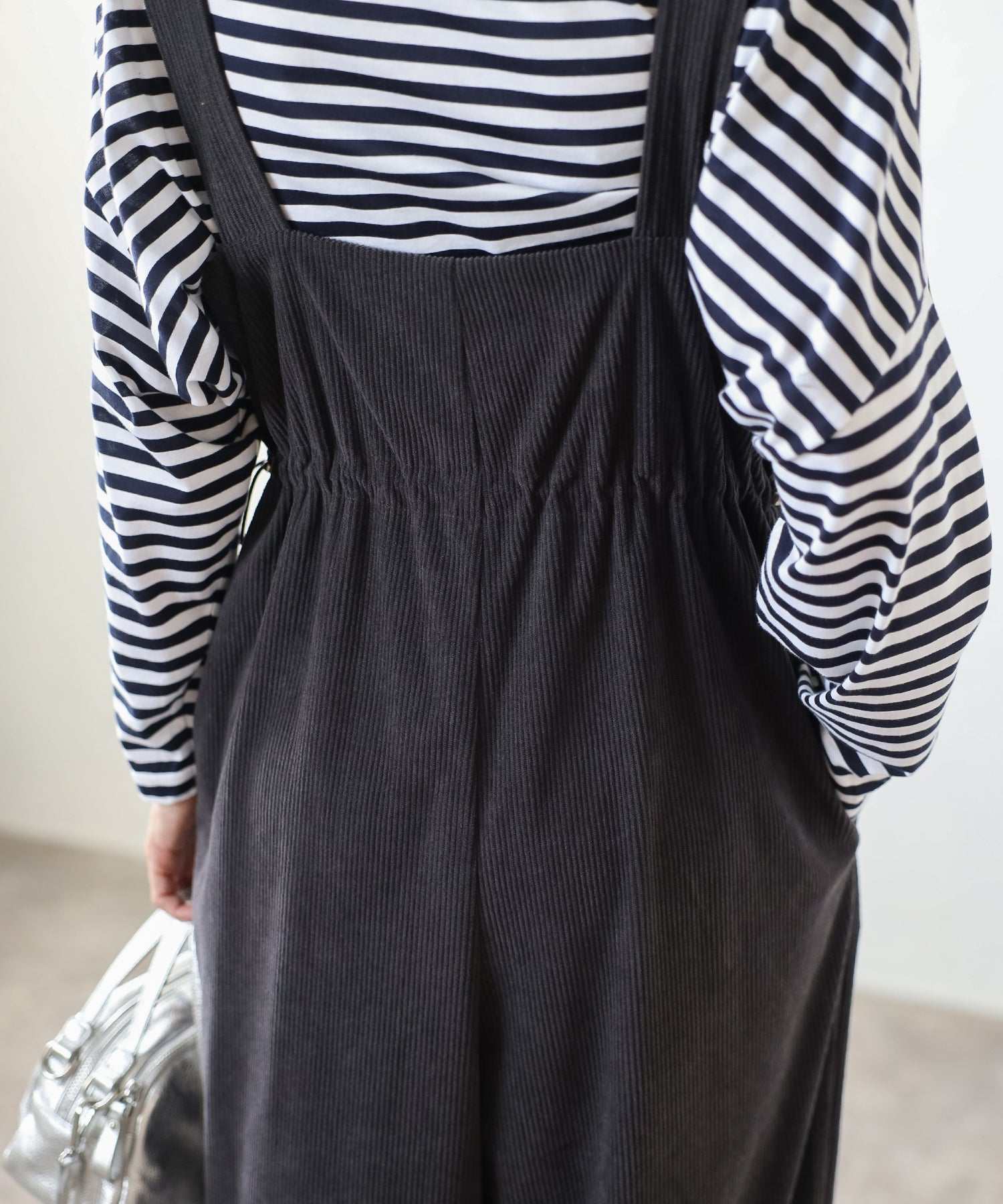 ボンジュールサガン BONJOUR SAGAN フロントジップコーデュロイオールインワン