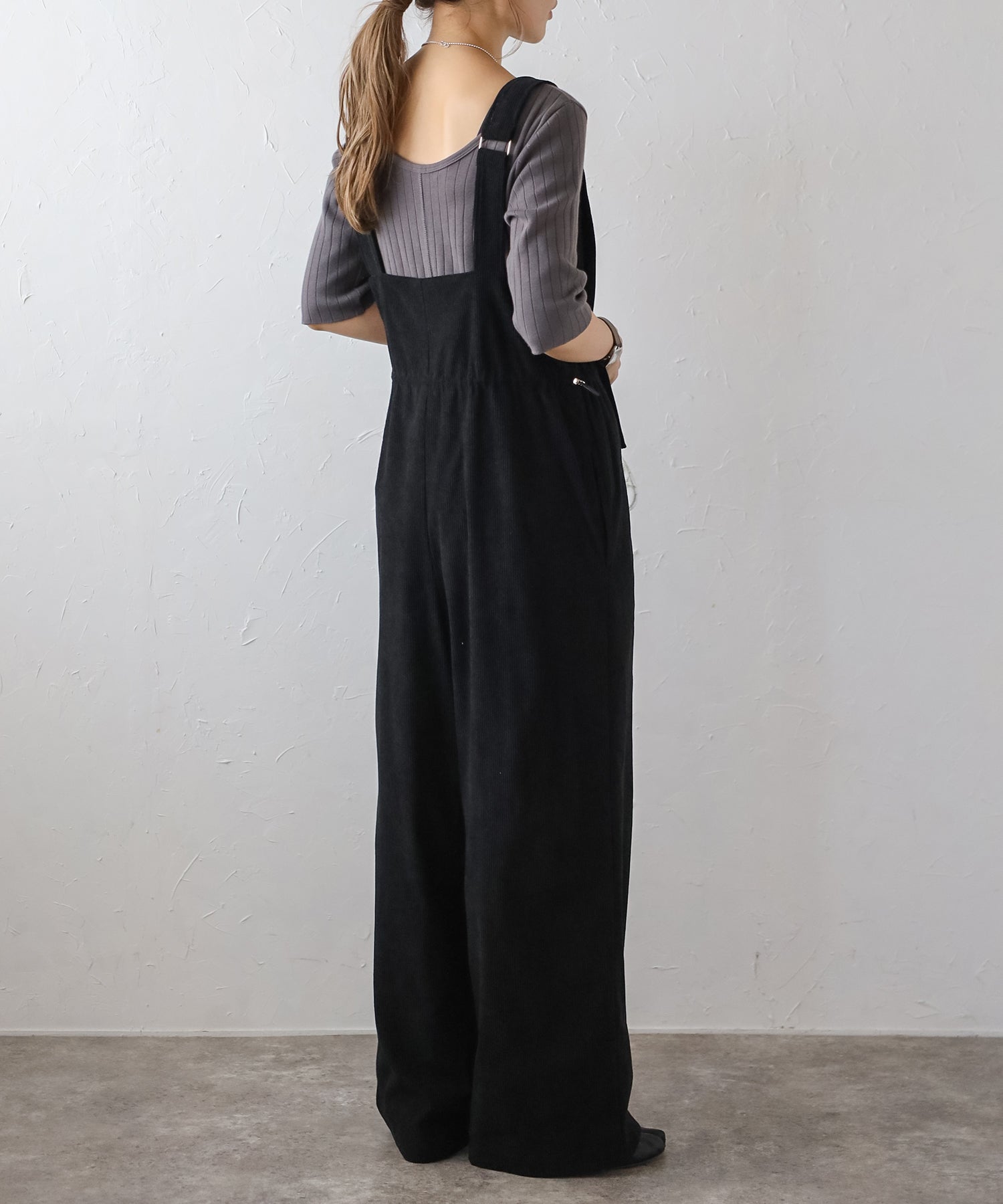 ボンジュールサガン BONJOUR SAGAN フロントジップコーデュロイオールインワン