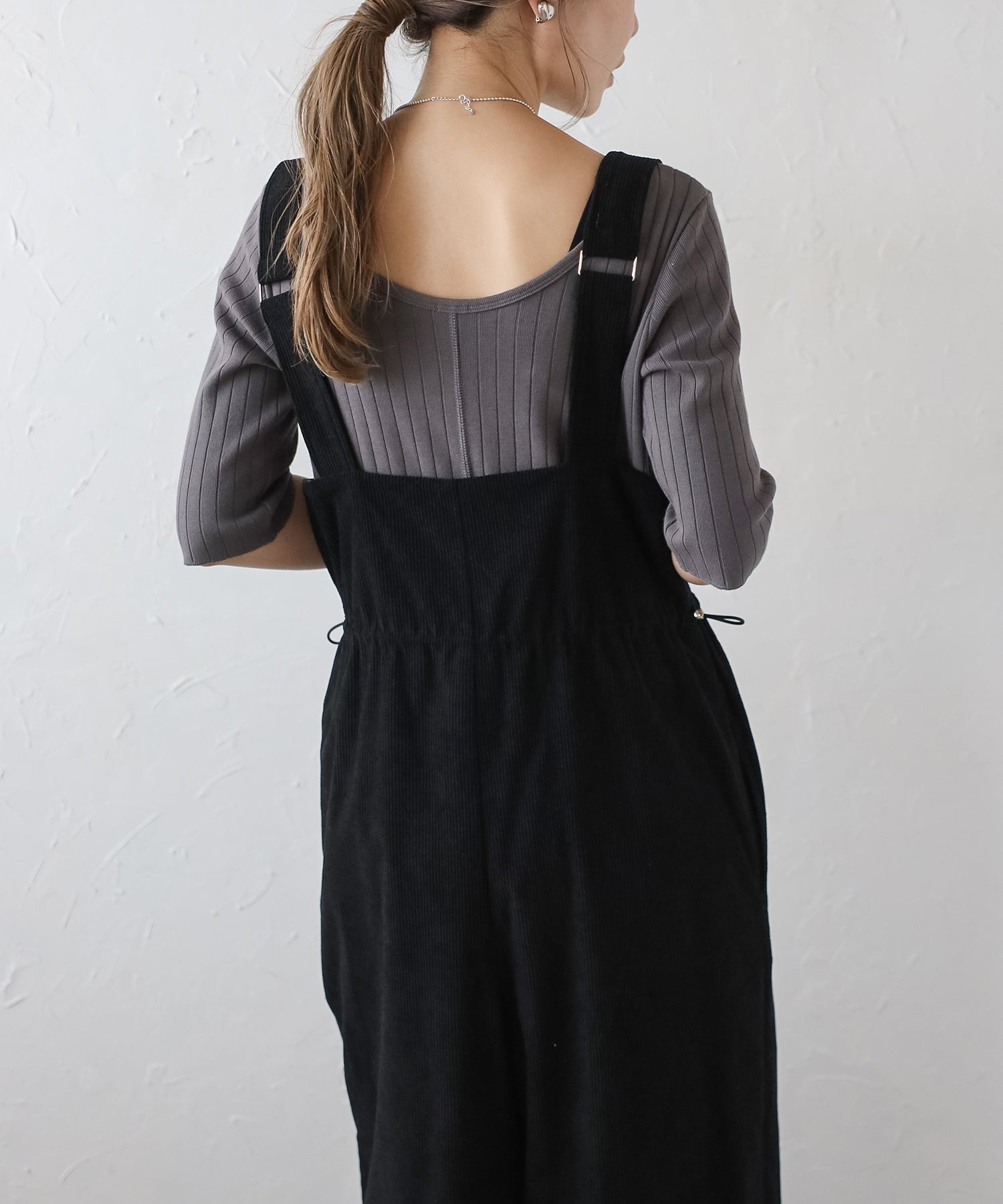 ボンジュールサガン BONJOUR SAGAN フロントジップコーデュロイオールインワン