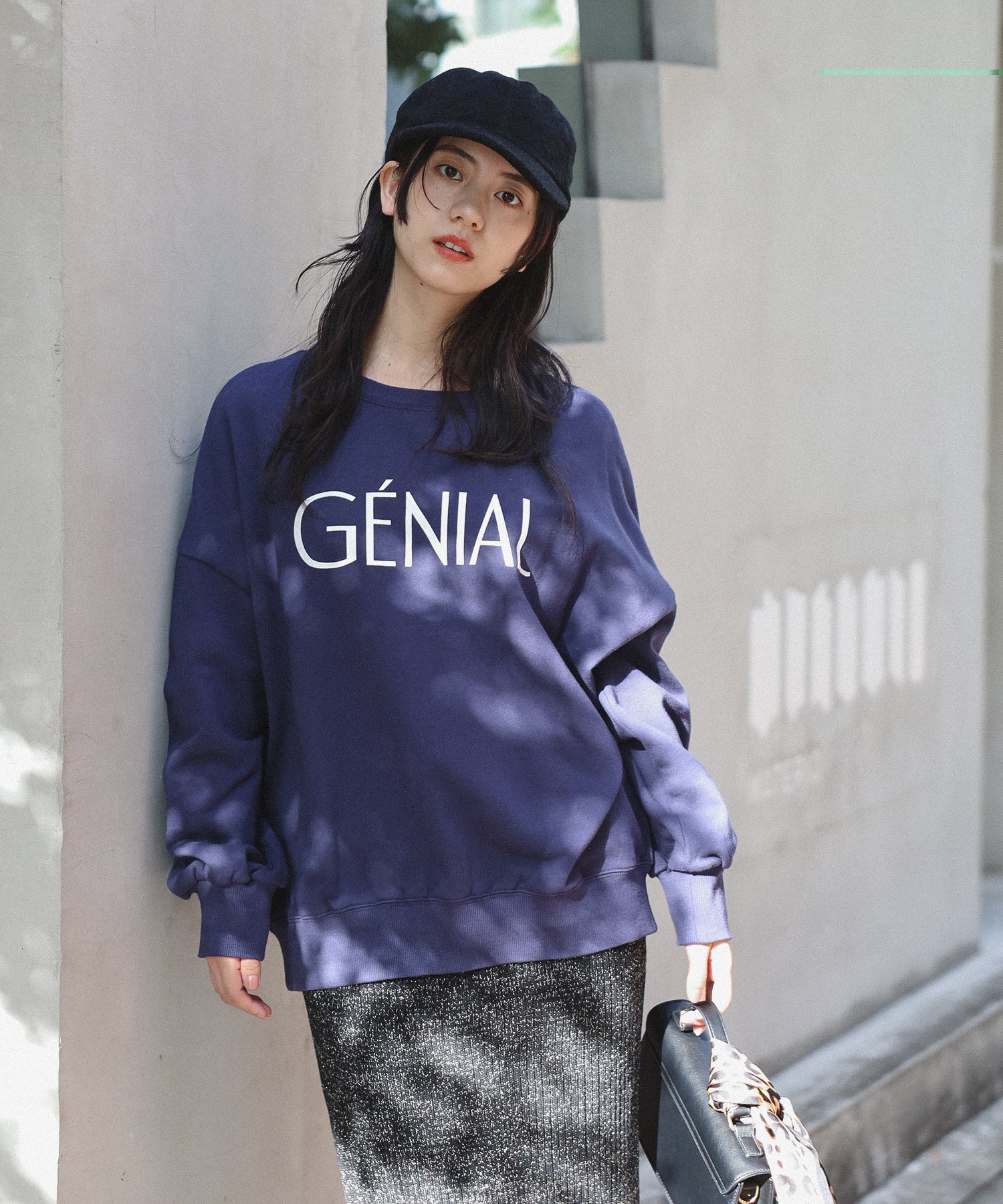 ボンジュールサガン BONJOUR SAGAN G NIALフロッキーロゴスウェット (NAVY) NAVY