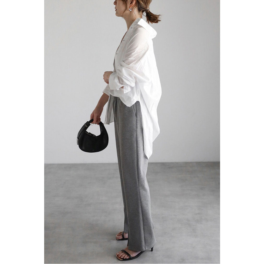 ボンジュールサガン BONJOUR SAGAN ジップフロントスリットカットパンツ (GRAY) GRAY