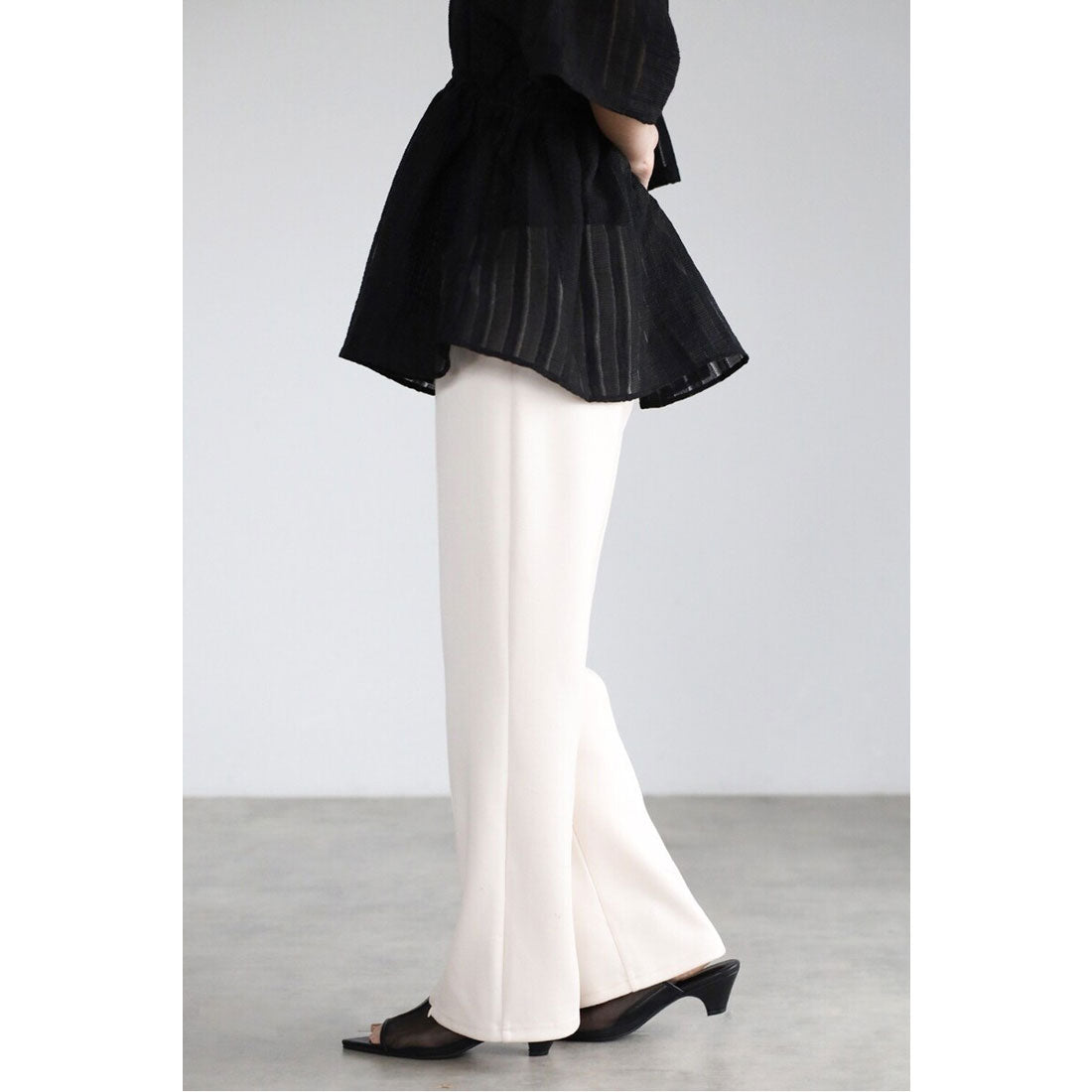 ボンジュールサガン BONJOUR SAGAN ジップフロントスリットカットパンツ (GRAY) GRAY