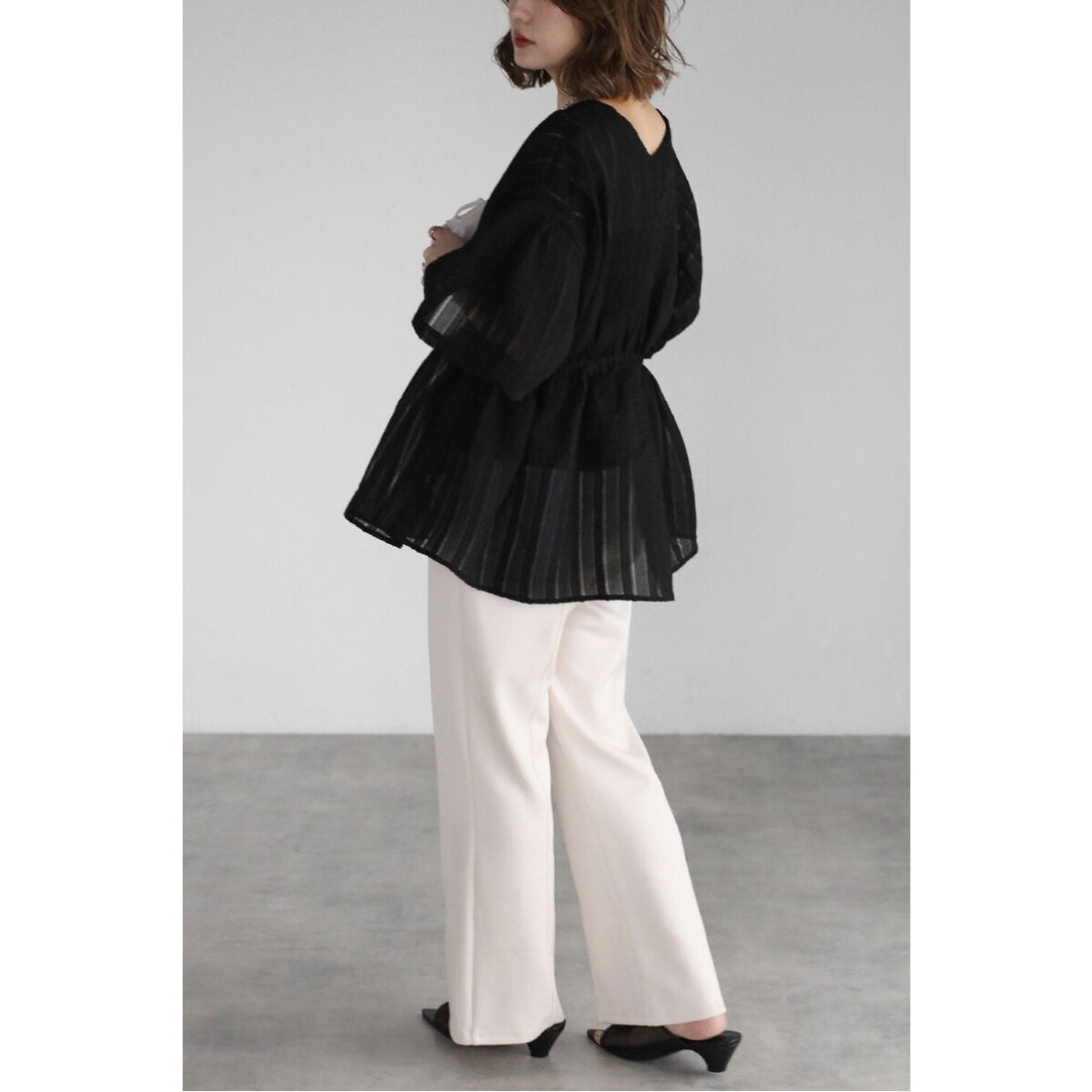 ボンジュールサガン BONJOUR SAGAN ジップフロントスリットカットパンツ (GRAY) GRAY