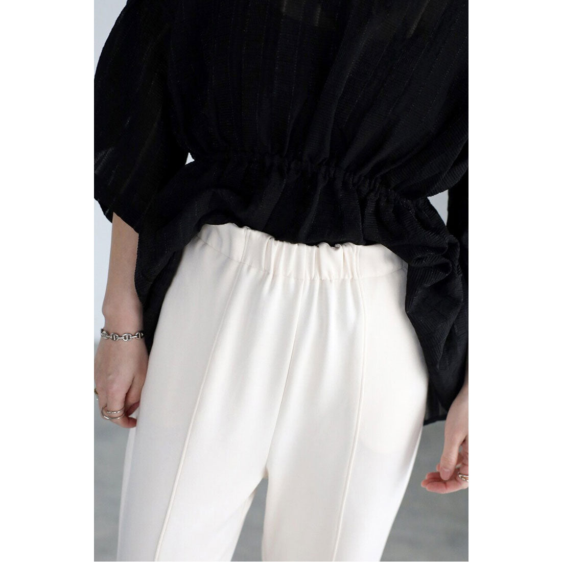 ボンジュールサガン BONJOUR SAGAN ジップフロントスリットカットパンツ (GRAY) GRAY