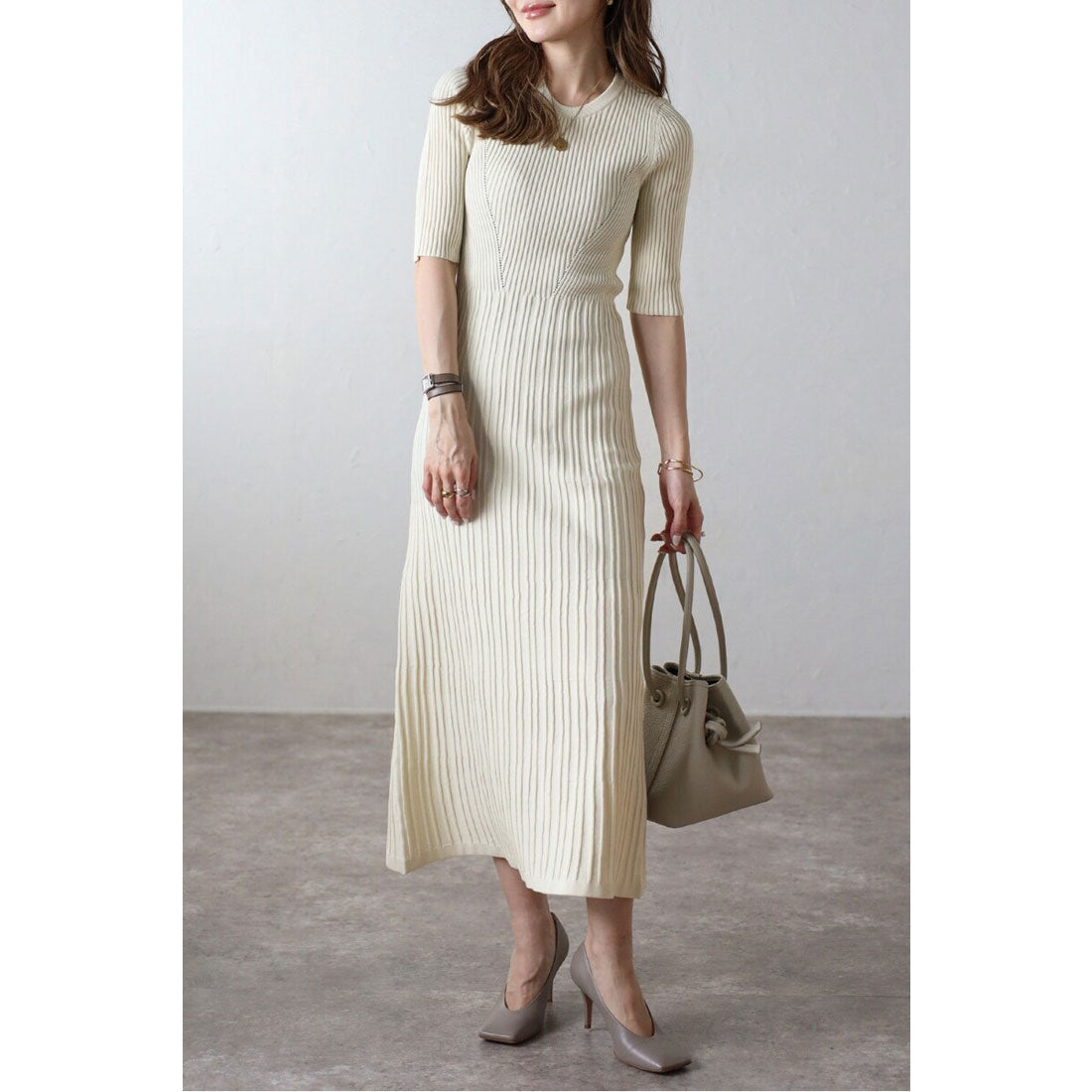 ボンジュールサガン BONJOUR SAGAN 切替リブロングワンピース (NAVY) NAVY