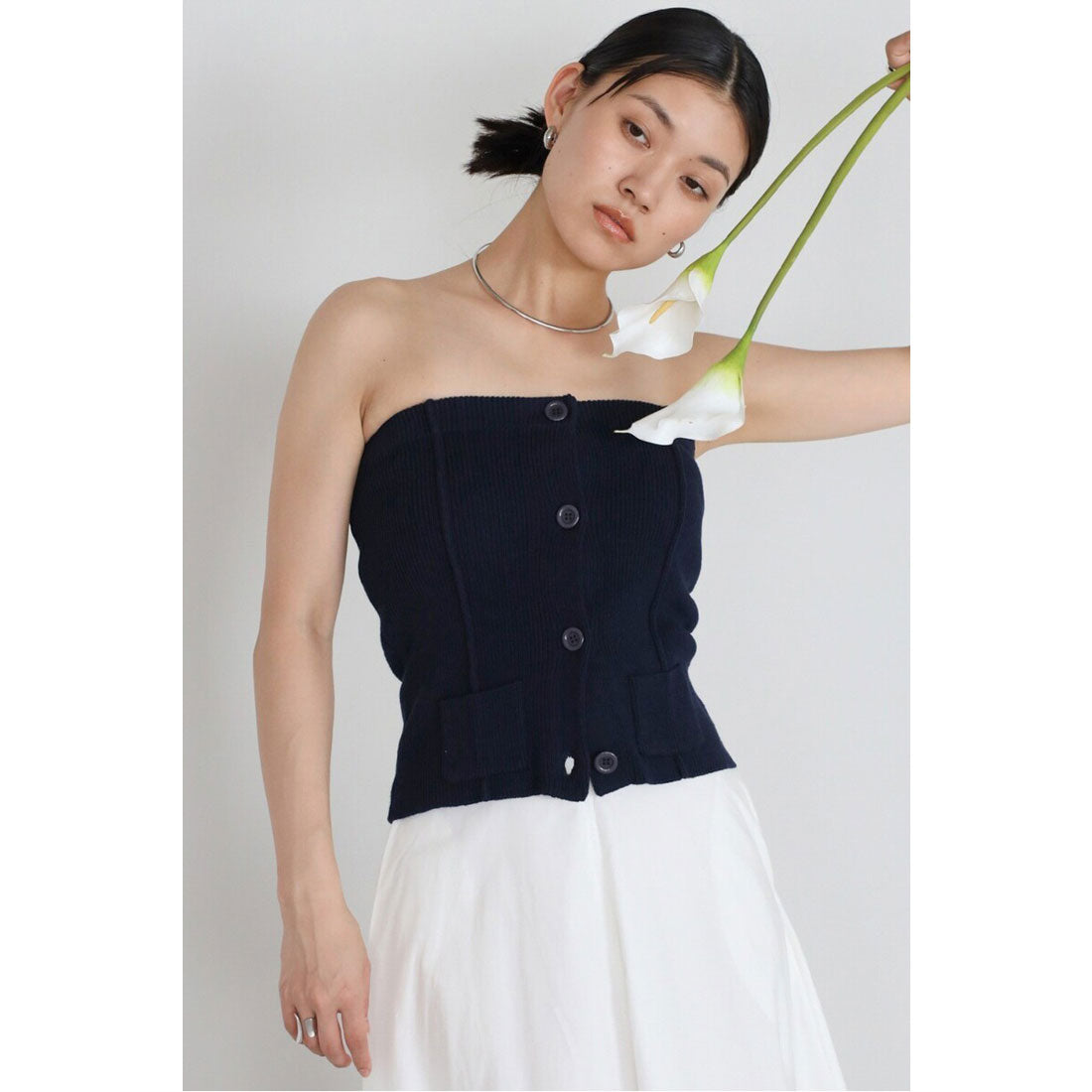 ボンジュールサガン BONJOUR SAGAN mini pocket knit bustier / ミニポケットニットビスチェ (OFF-WHITE) OFF-WHITE