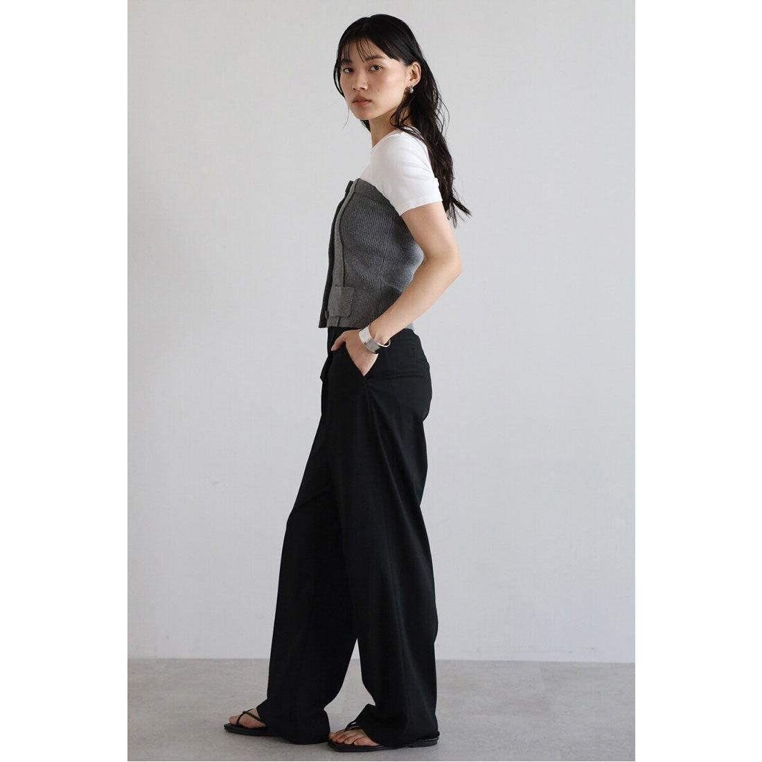 ボンジュールサガン BONJOUR SAGAN mini pocket knit bustier / ミニポケットニットビスチェ (OFF-WHITE) OFF-WHITE