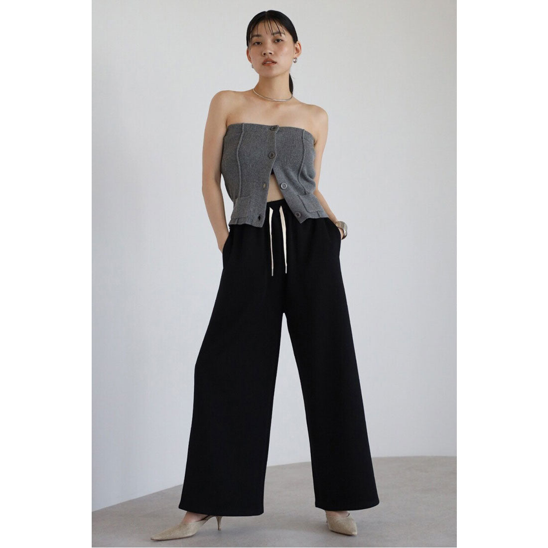 ボンジュールサガン BONJOUR SAGAN mini pocket knit bustier / ミニポケットニットビスチェ (OFF-WHITE) OFF-WHITE