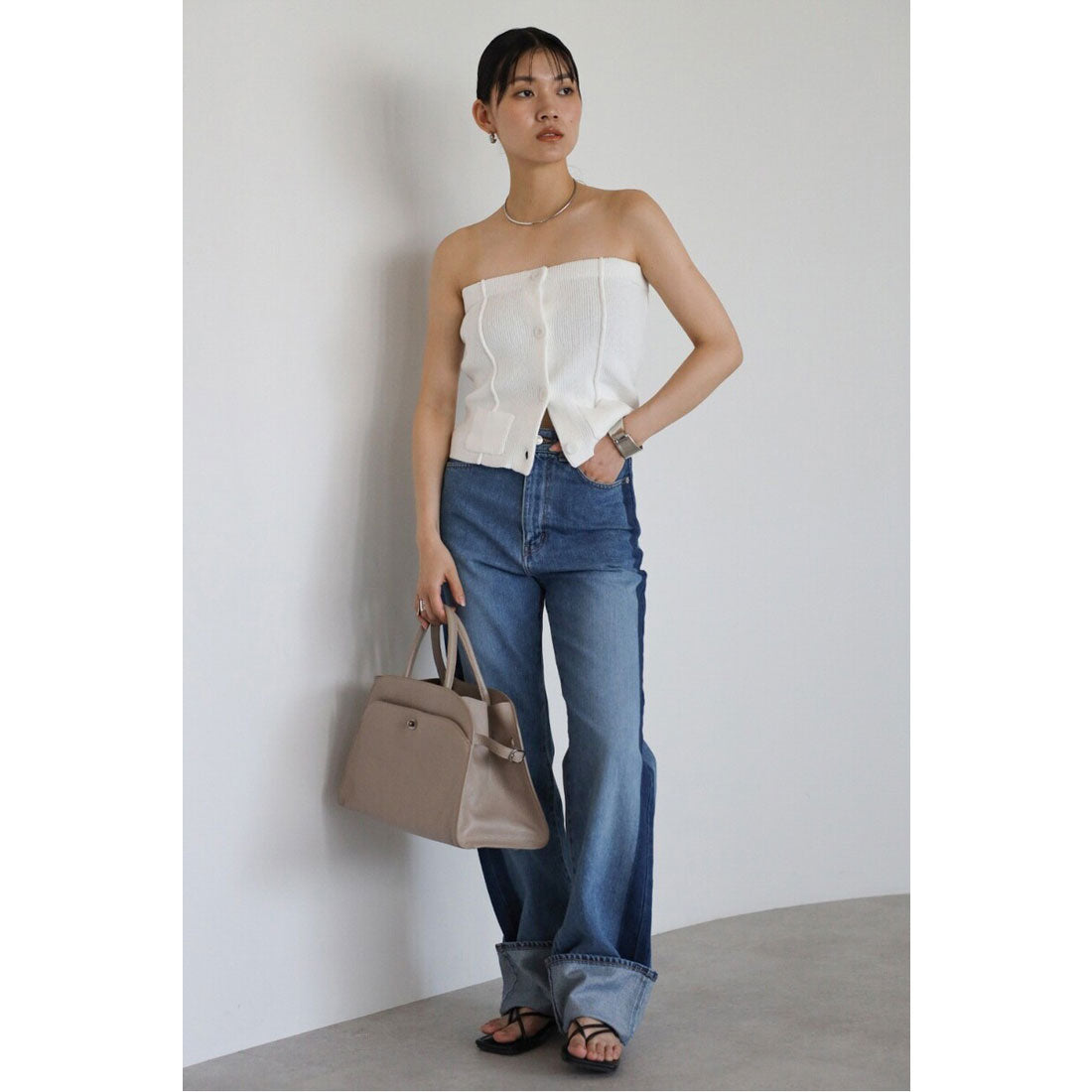 ボンジュールサガン BONJOUR SAGAN mini pocket knit bustier / ミニポケットニットビスチェ (OFF-WHITE) OFF-WHITE