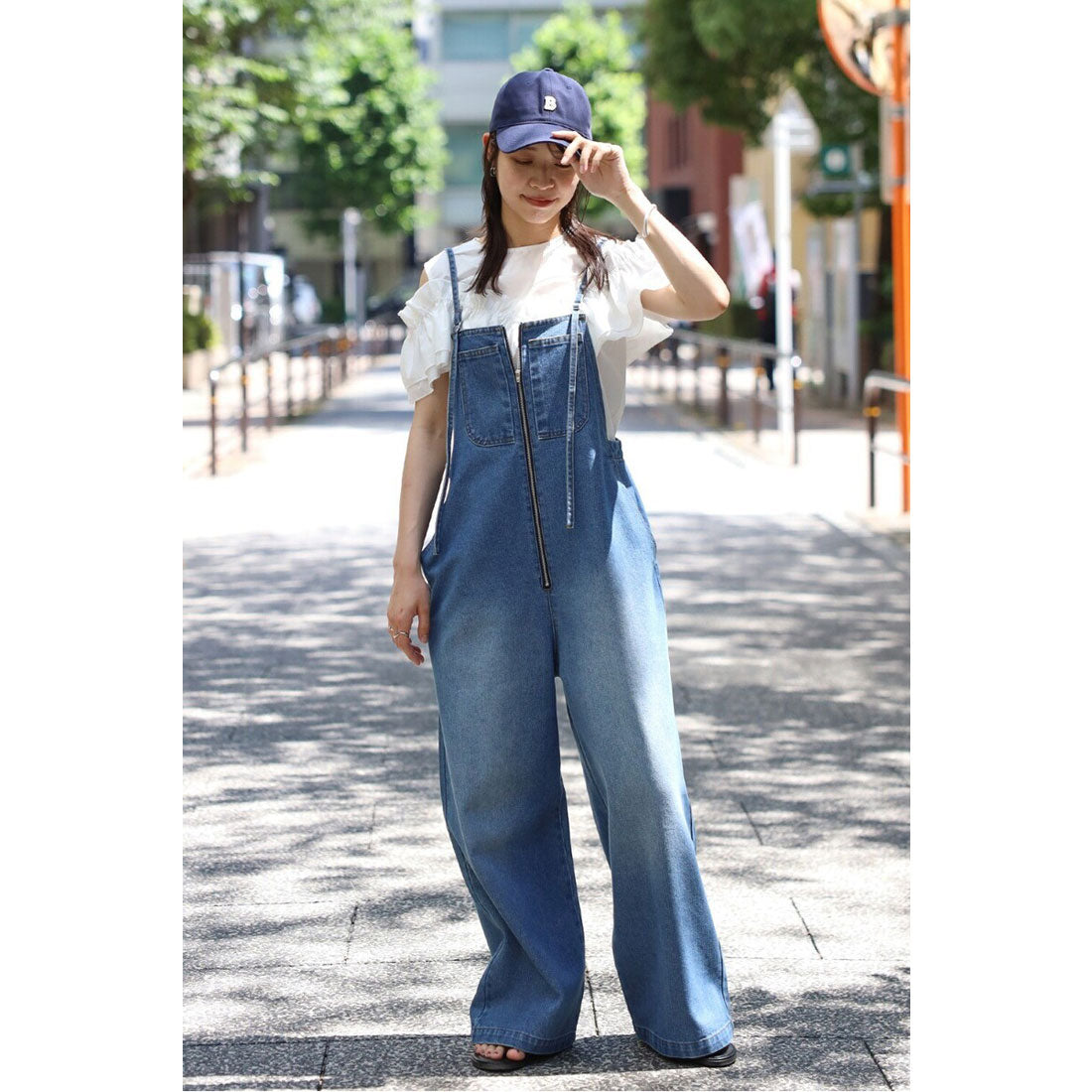 ボンジュールサガン BONJOUR SAGAN 2WAYフリルビスチェドッキングノースリブラウス (DARK-NAVY) DARK-NAVY