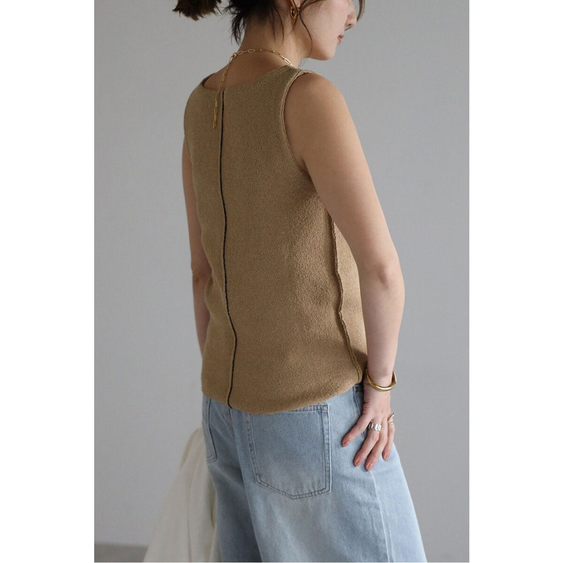 ボンジュールサガン BONJOUR SAGAN バックラインノースリニット (COCOA) COCOA