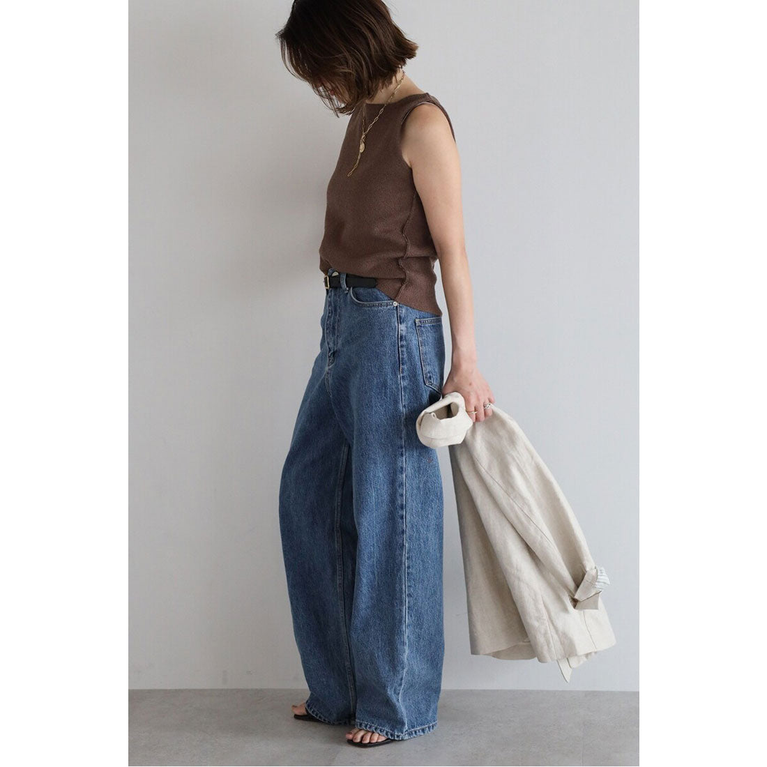 ボンジュールサガン BONJOUR SAGAN バックラインノースリニット (COCOA) COCOA