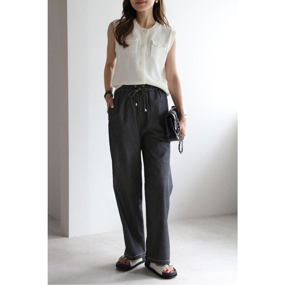 ボンジュールサガン BONJOUR SAGAN ポケットニットベスト (IVORY) IVORY