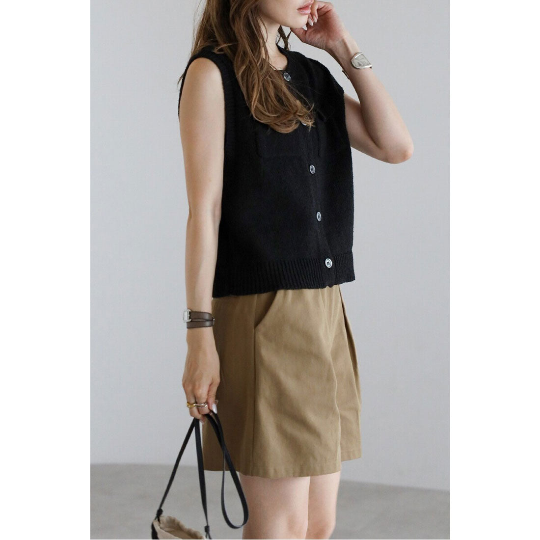 ボンジュールサガン BONJOUR SAGAN ポケットニットベスト (IVORY) IVORY