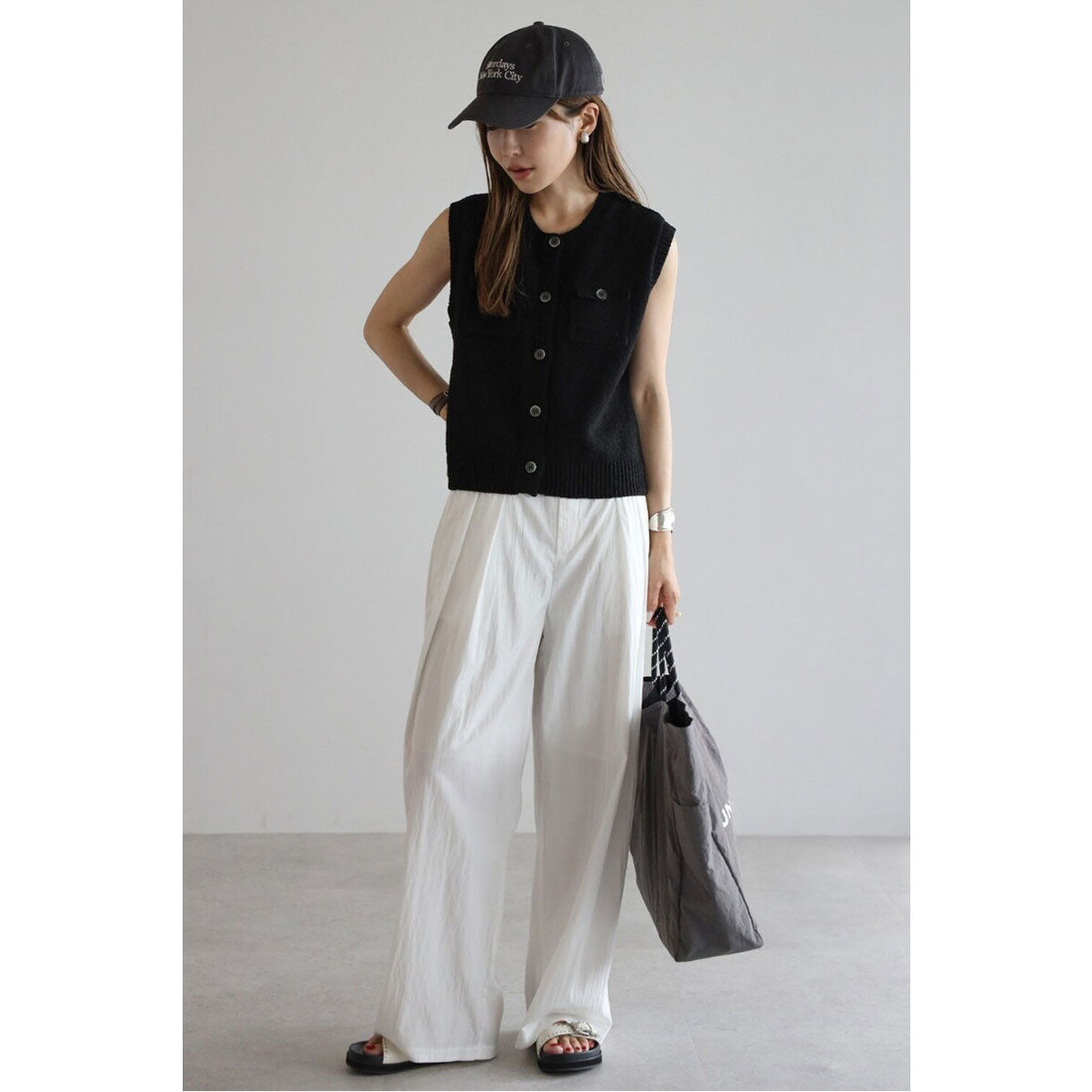 ボンジュールサガン BONJOUR SAGAN ポケットニットベスト (IVORY) IVORY