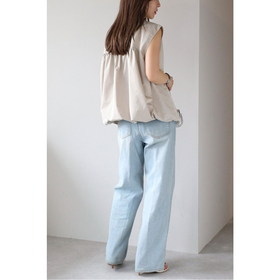 ボンジュールサガン BONJOUR SAGAN ナイロンタッチバルーンベスト (LIGHT-KHAKI) LIGHT-KHAKI