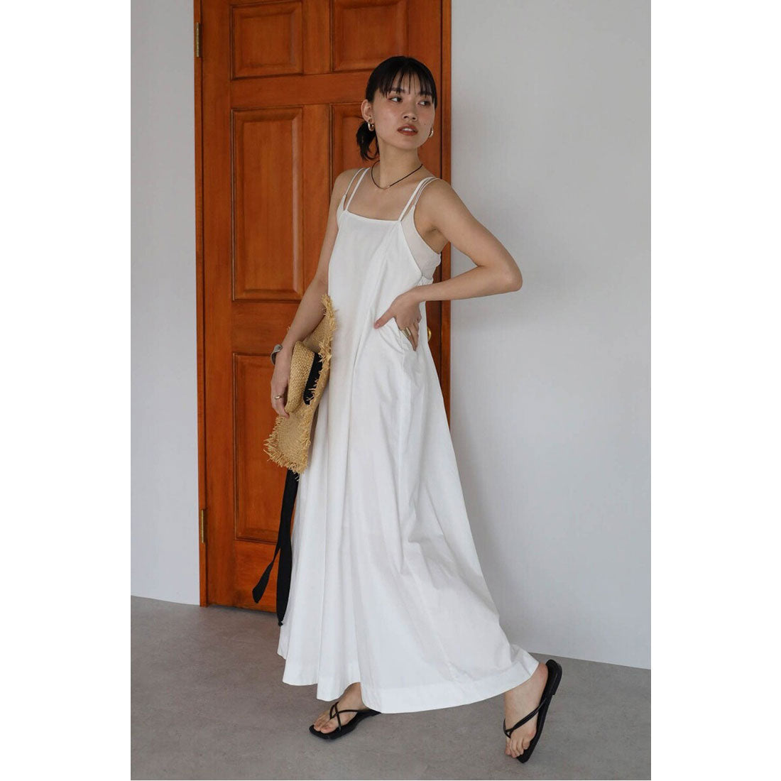 ボンジュールサガン BONJOUR SAGAN volume flare camisole one piece / ボリュームフレアキャミワンピース (OFF-WHITE) OFF-WHITE