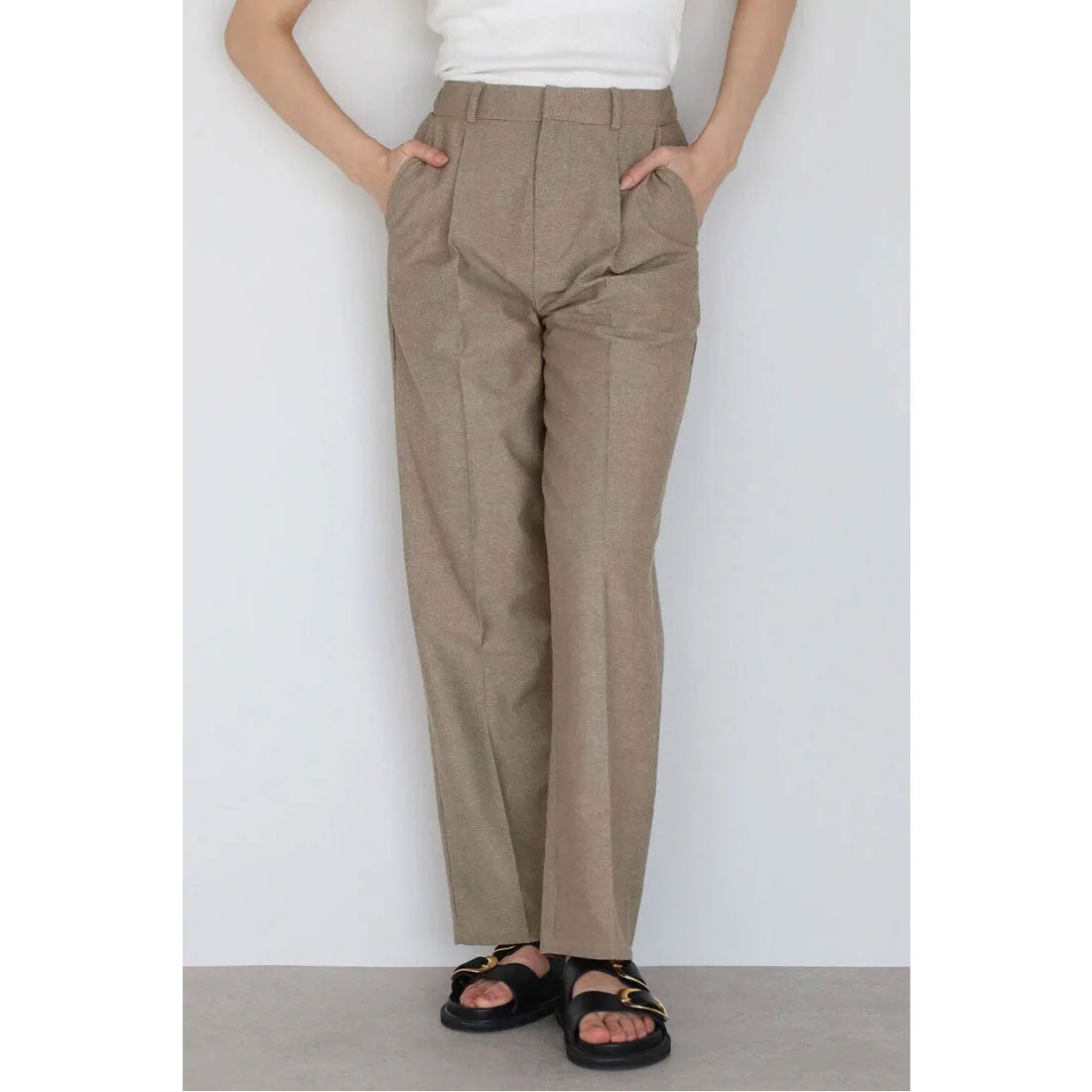 ボンジュールサガン BONJOUR SAGAN linen blend long vest × pants set up / リネン混ロングベスト×パンツセットアップ (MOCHA) MOCHA