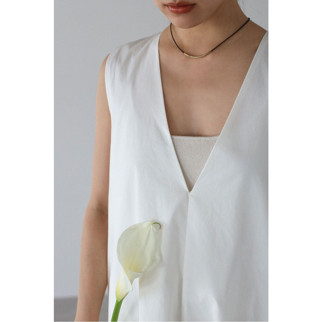 ボンジュールサガン BONJOUR SAGAN V neck volume flare one piece / Vネックボリュームフレアワンピース (OFF-WHITE) OFF-WHITE