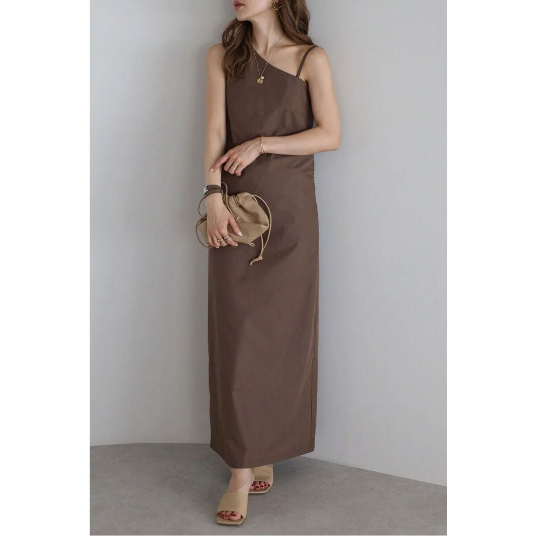 ボンジュールサガン BONJOUR SAGAN ワンショルダーロングワンピース (COCOA) COCOA