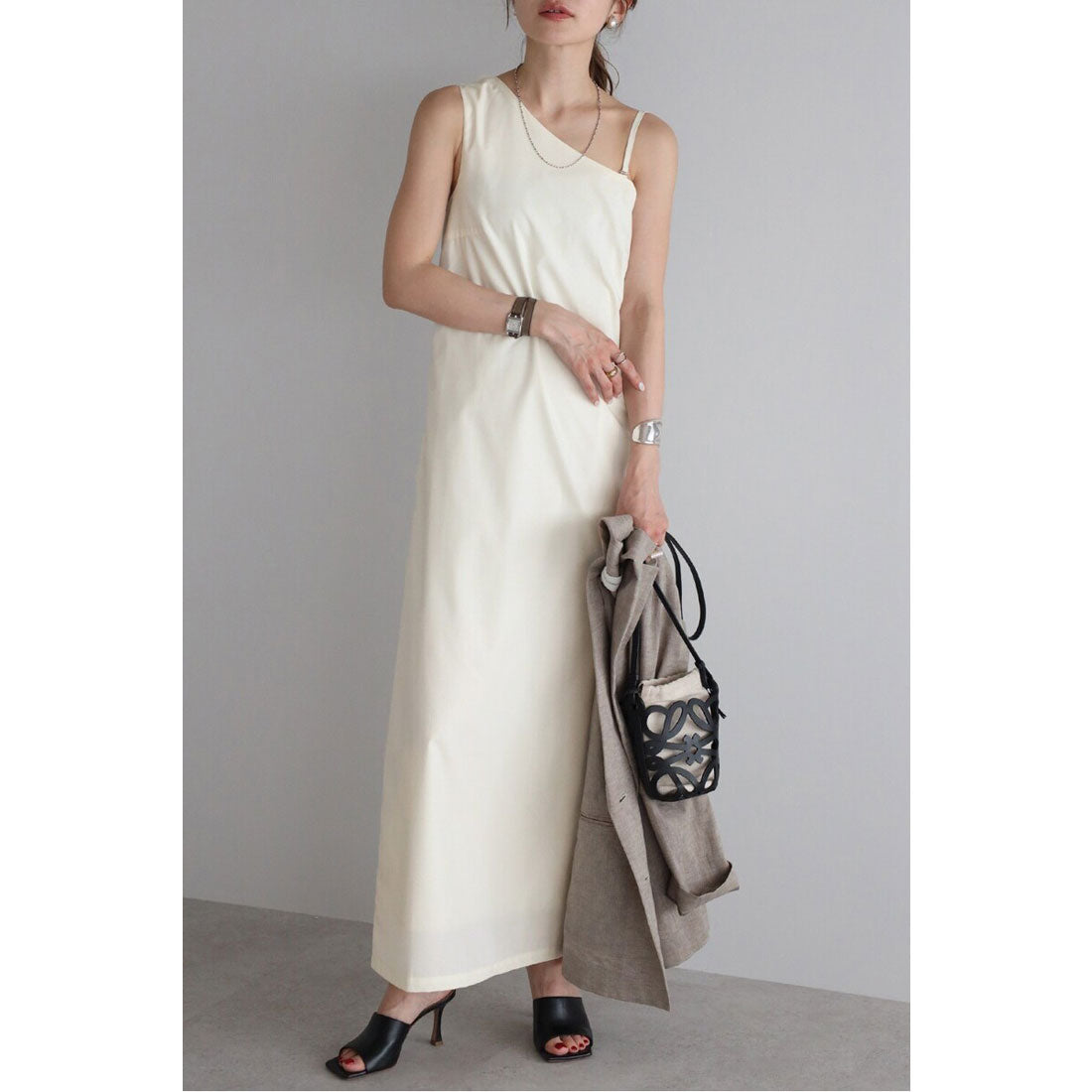 ボンジュールサガン BONJOUR SAGAN ワンショルダーロングワンピース (COCOA) COCOA