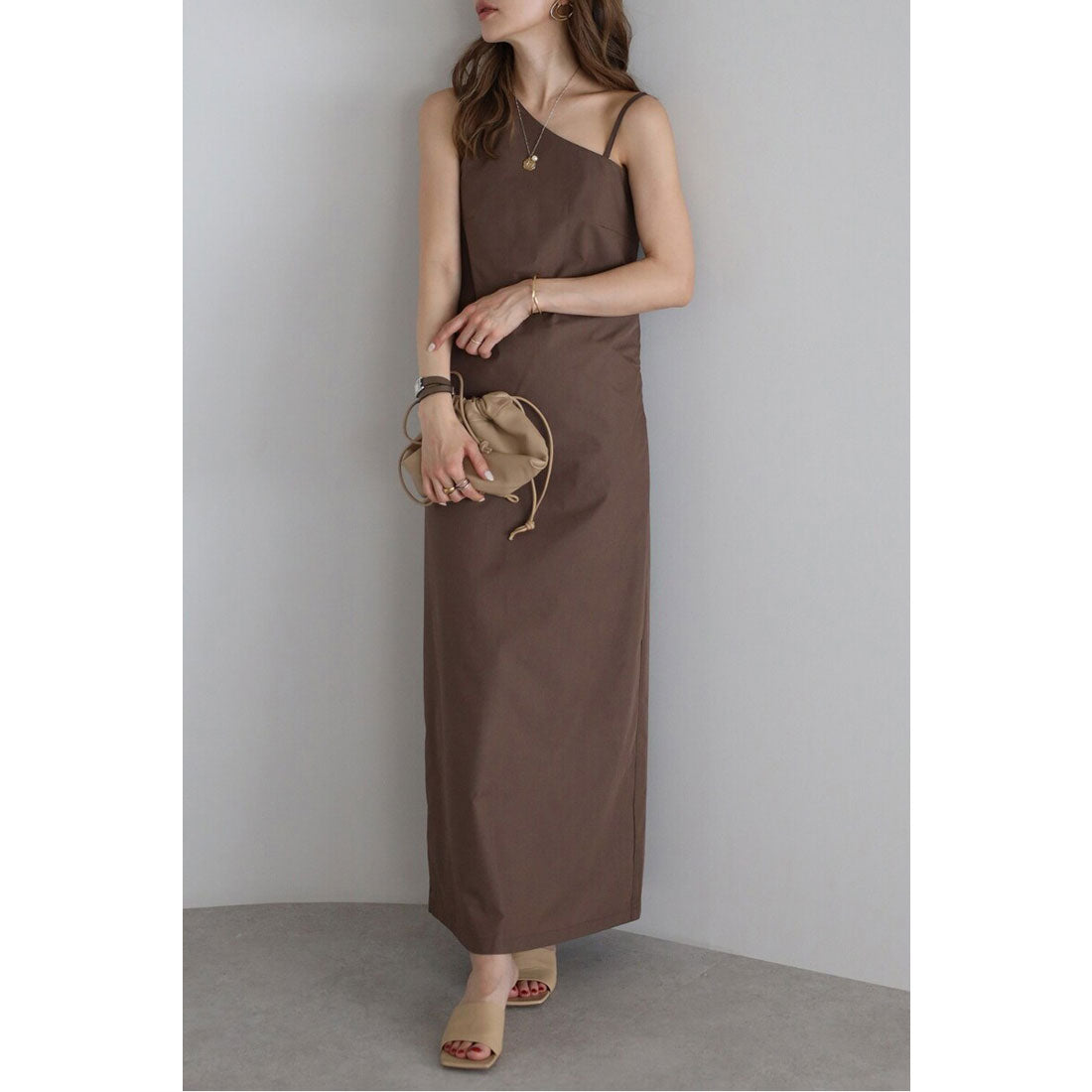 ボンジュールサガン BONJOUR SAGAN ワンショルダーロングワンピース (COCOA) COCOA