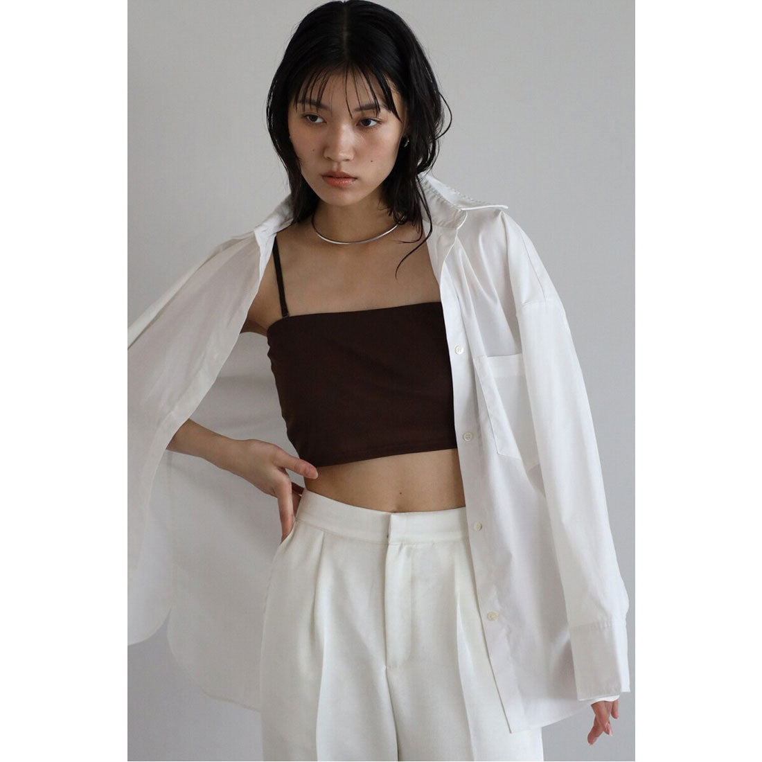 ボンジュールサガン BONJOUR SAGAN power mesh 2way bra camisole / パワーメッシュ肩紐取り外し可能2WAYキャミソール (BROWN) BROWN