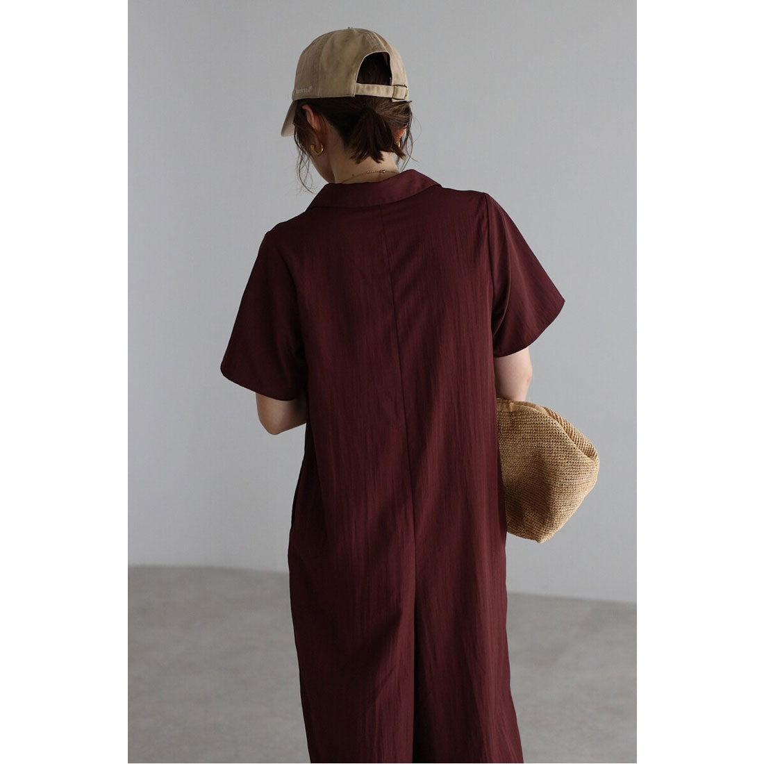 ボンジュールサガン BONJOUR SAGAN 襟付きハーフスリーブジャンプスーツ (ECRU) ECRU