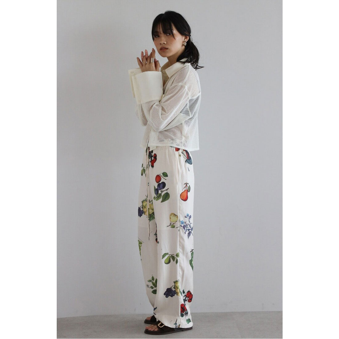 ボンジュールサガン BONJOUR SAGAN docking mesh shirt / 切替メッシュシャツ (IVORY) IVORY