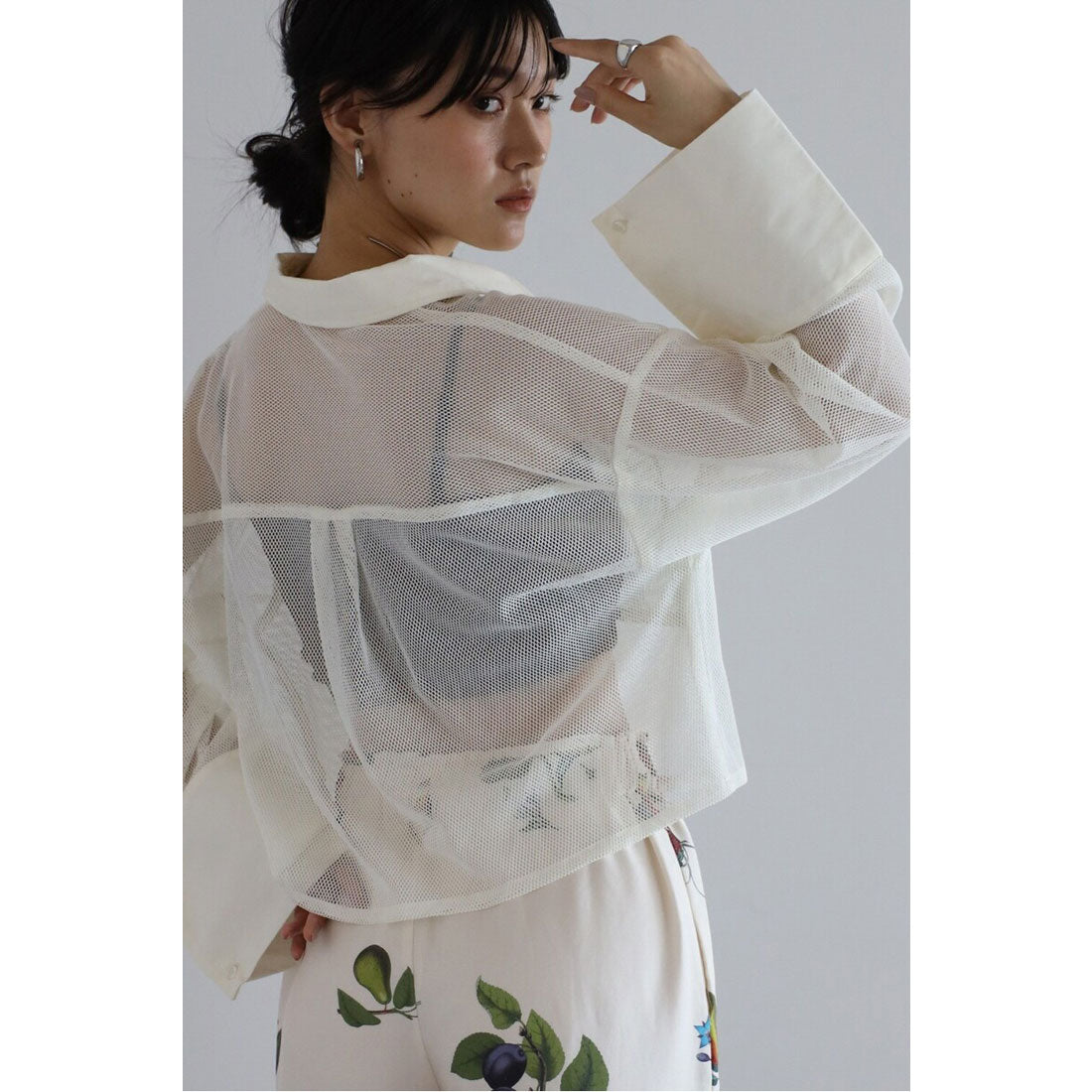 ボンジュールサガン BONJOUR SAGAN docking mesh shirt / 切替メッシュシャツ (IVORY) IVORY