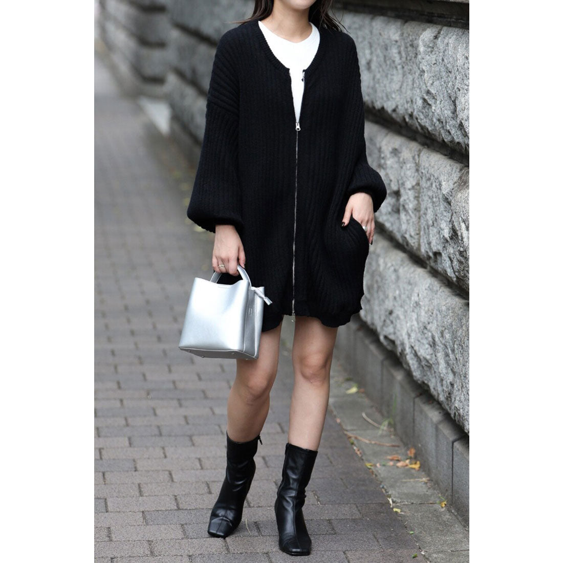 ボンジュールサガン BONJOUR SAGAN ダブルジップニットカーディガン (MINT) MINT