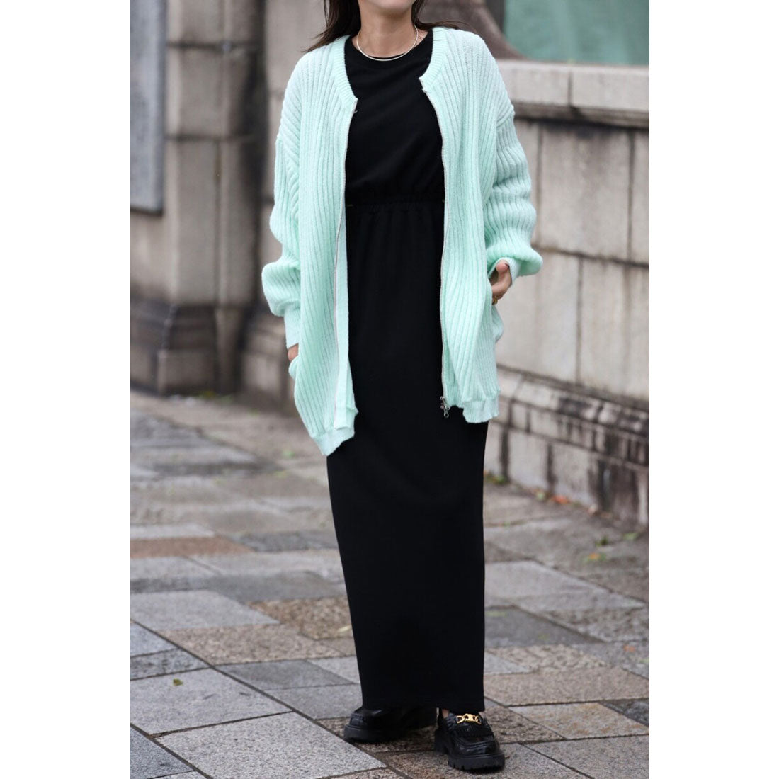 ボンジュールサガン BONJOUR SAGAN ダブルジップニットカーディガン (MINT) MINT