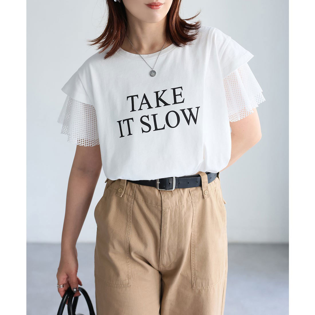 リベリー Riberry 袖メッシュ切替デザインロゴTシャツ (ホワイト×ブラック) ホワイト×ブラック