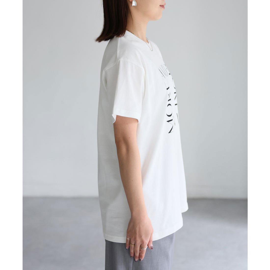 リベリー Riberry スクエアロゴプリント半袖Tシャツ (ホワイト×ブラック) ホワイト×ブラック