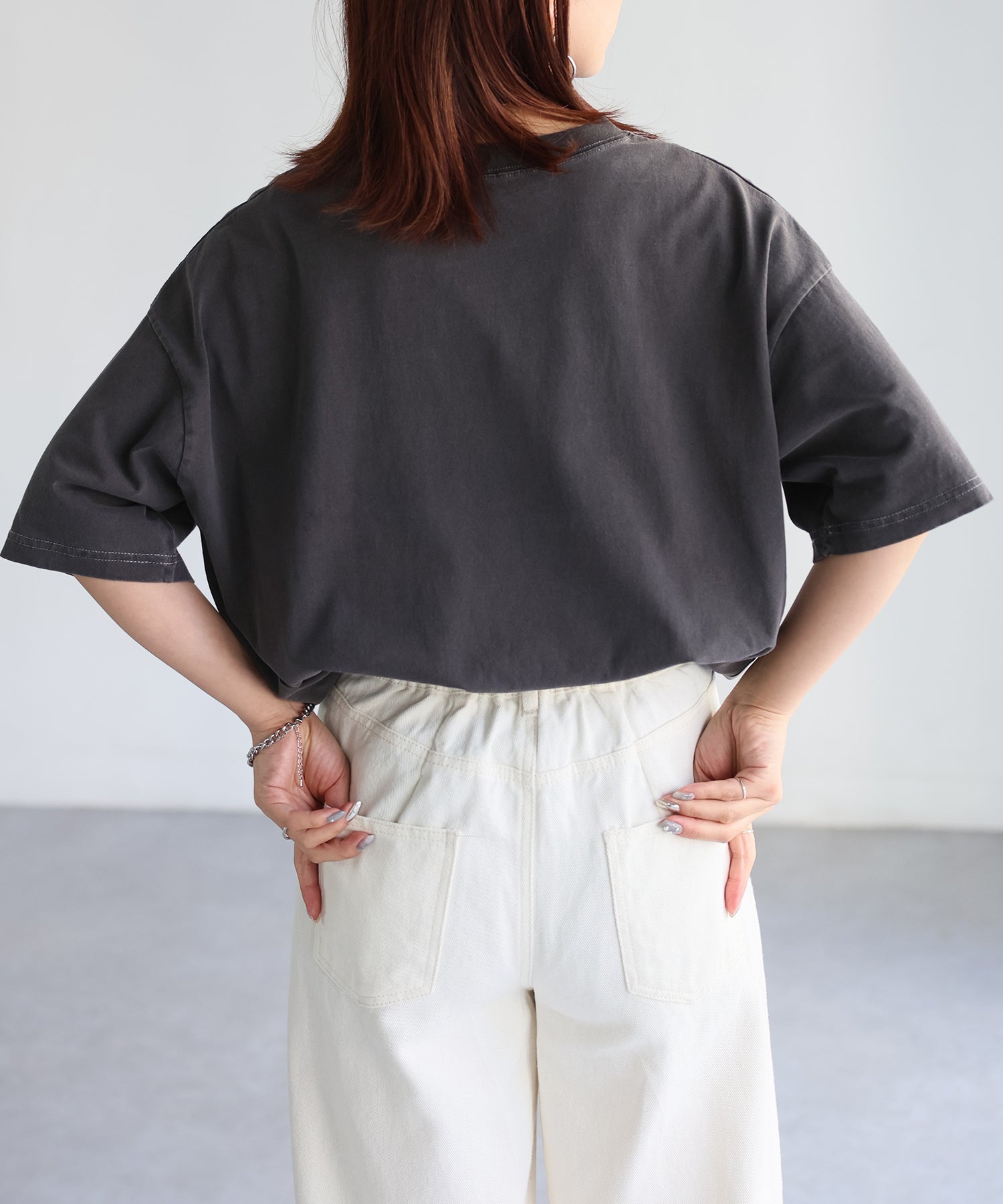 リベリー Riberry カレッジロゴヴィンテージライクピグメントTシャツ (グレー系2) グレー系2