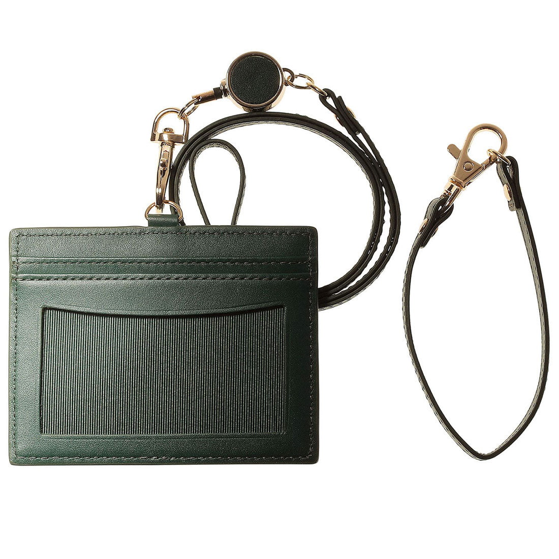 ブルーシンシア BLUE SINCERE リール付き IDカードホルダー 本革 レザー 社員証ケース 名札 レディース ネームホルダー (ディープグリーン) ディープグリーン