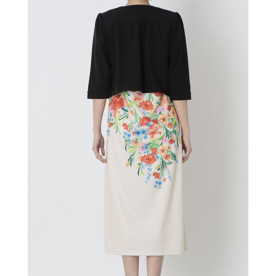 ブループールロード BLUE POOL ROAD ボレロ付エレガンスフローラルワンピース (アイボリー) アイボリー