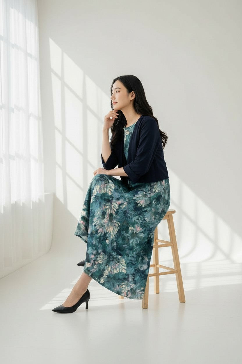 ブループールロード BLUE POOL ROAD ボレロ付エレガンスフローラルワンピース (アイボリー) アイボリー