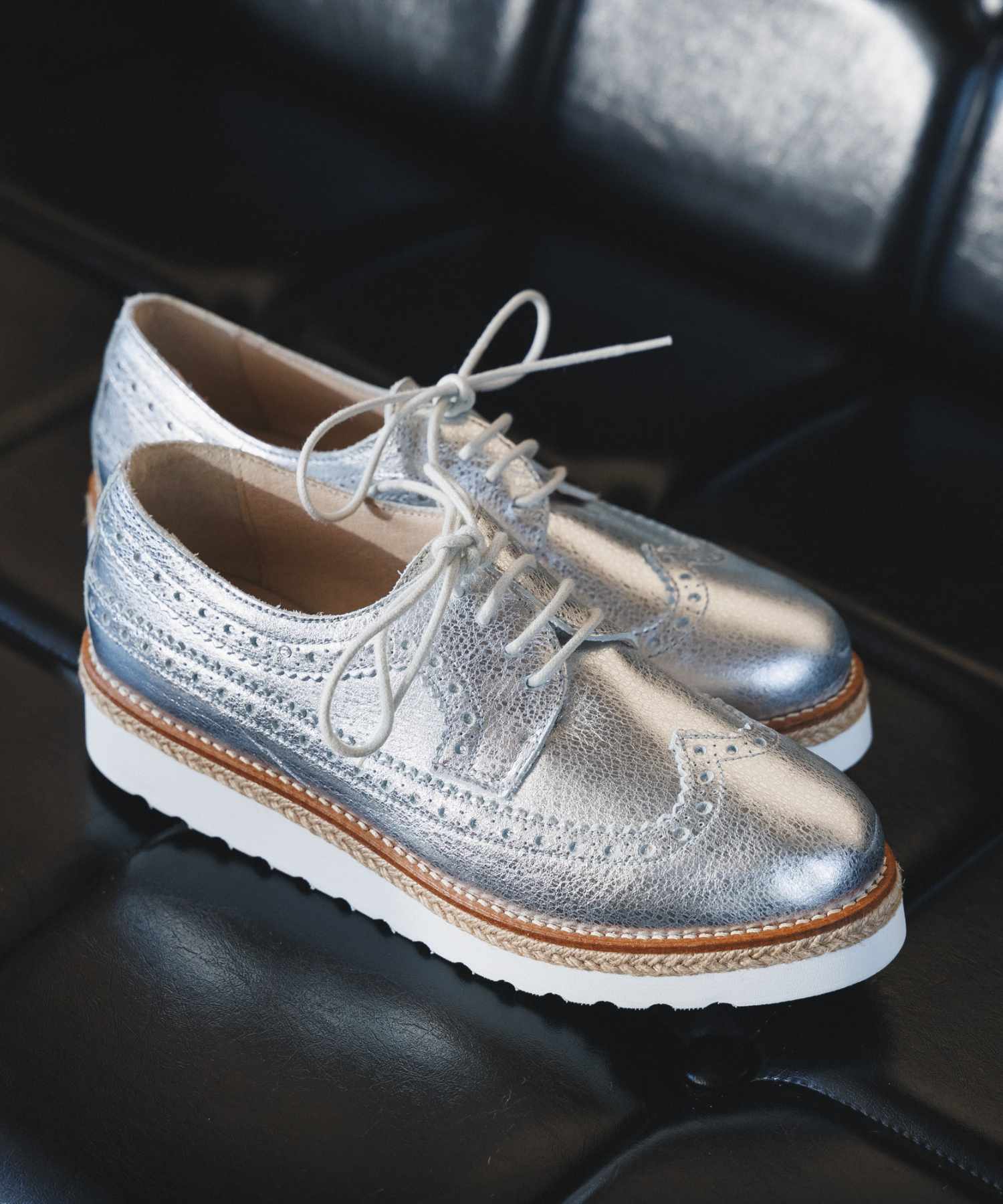 BONTRE Jute platform lace-up shoes